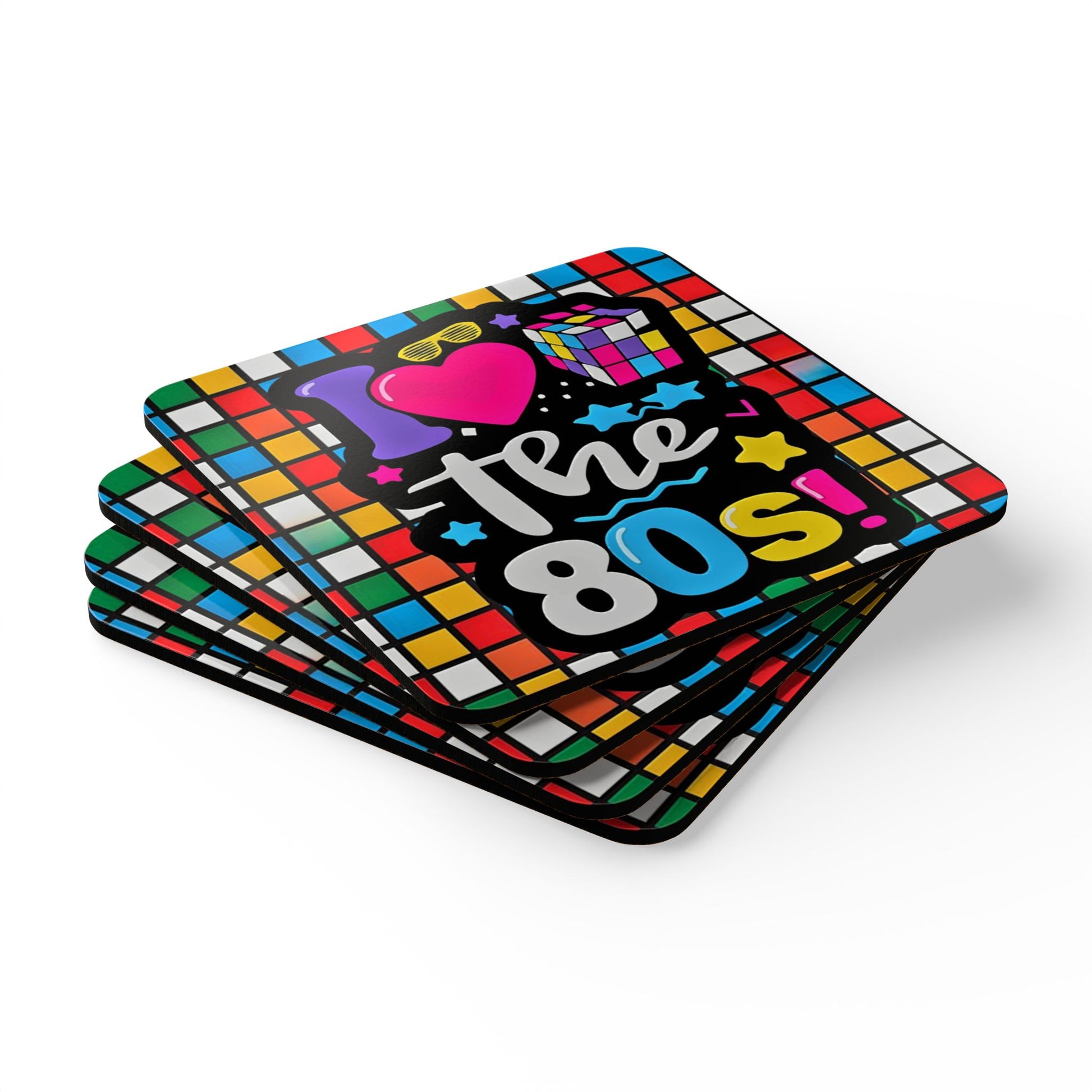 I LOVE THE 80S RUBEKS DESIGN - .Corkwood Coaster Set - Rock n Royalty Designs