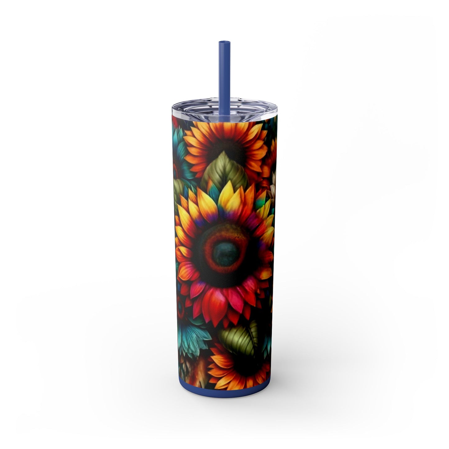 COLORFUL SUNFLOWERS - Skinny Tumbler with Straw, 20oz - Rock n Royalty Designs