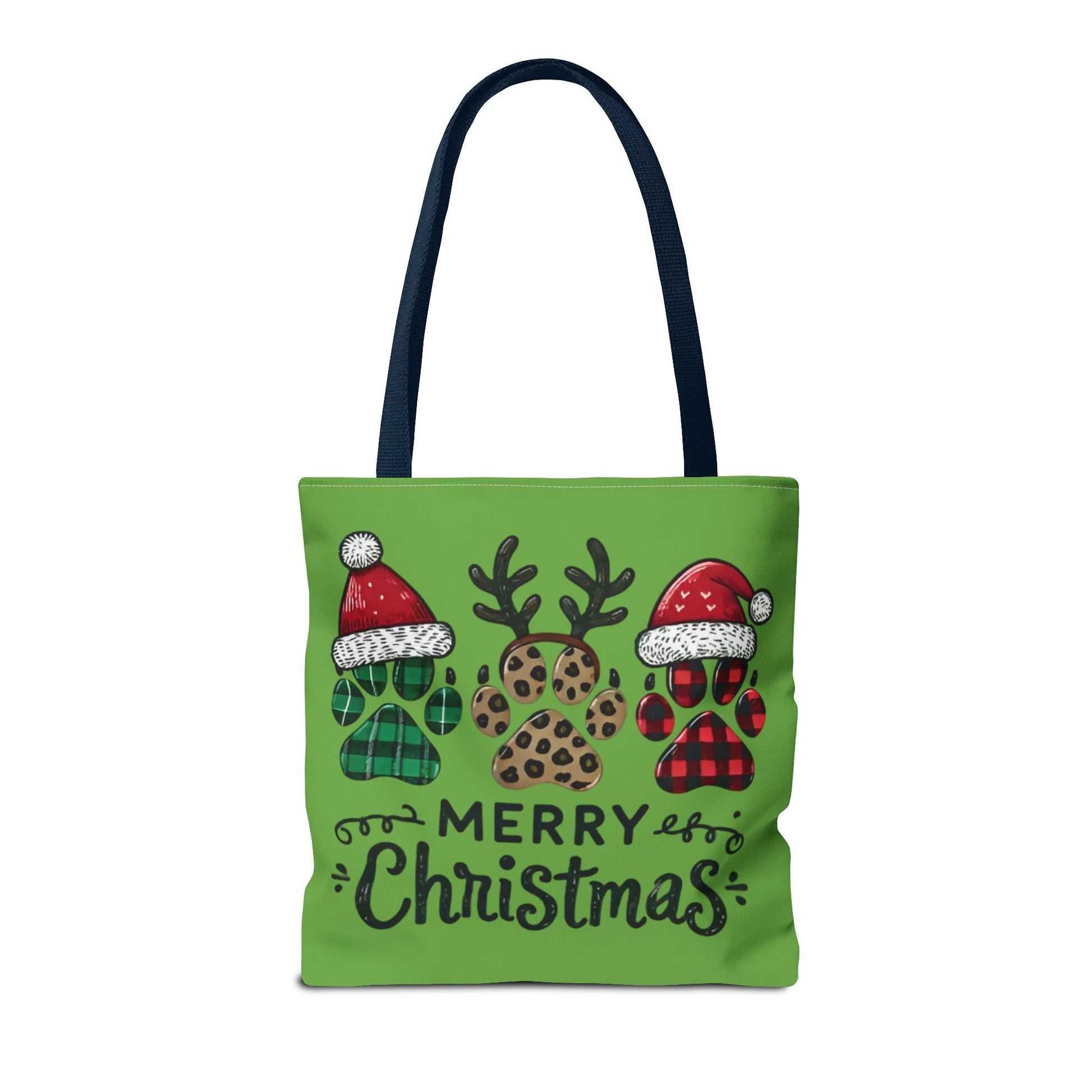 "Merry Doggie Christmas: Festive Paw Print Tote Bag for Dog Lovers" Printify