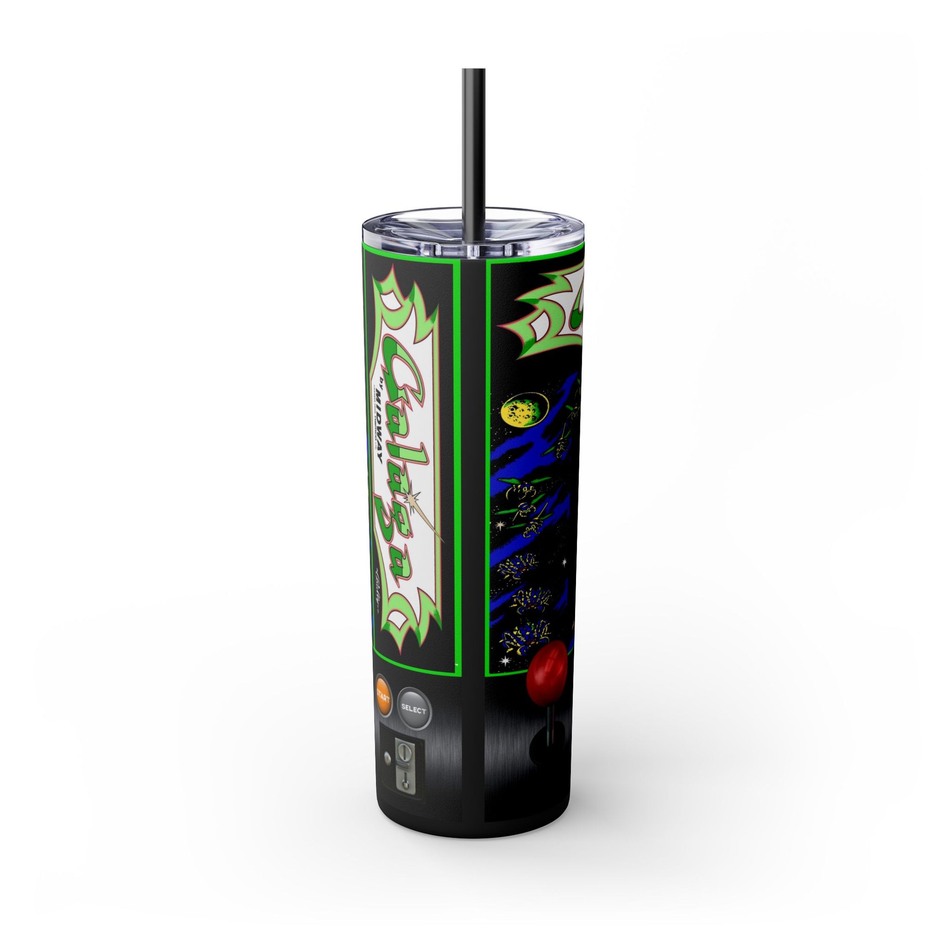 GALAGA ARCADE GAME- Skinny Tumbler with Straw, 20oz - Rock n Royalty Designs