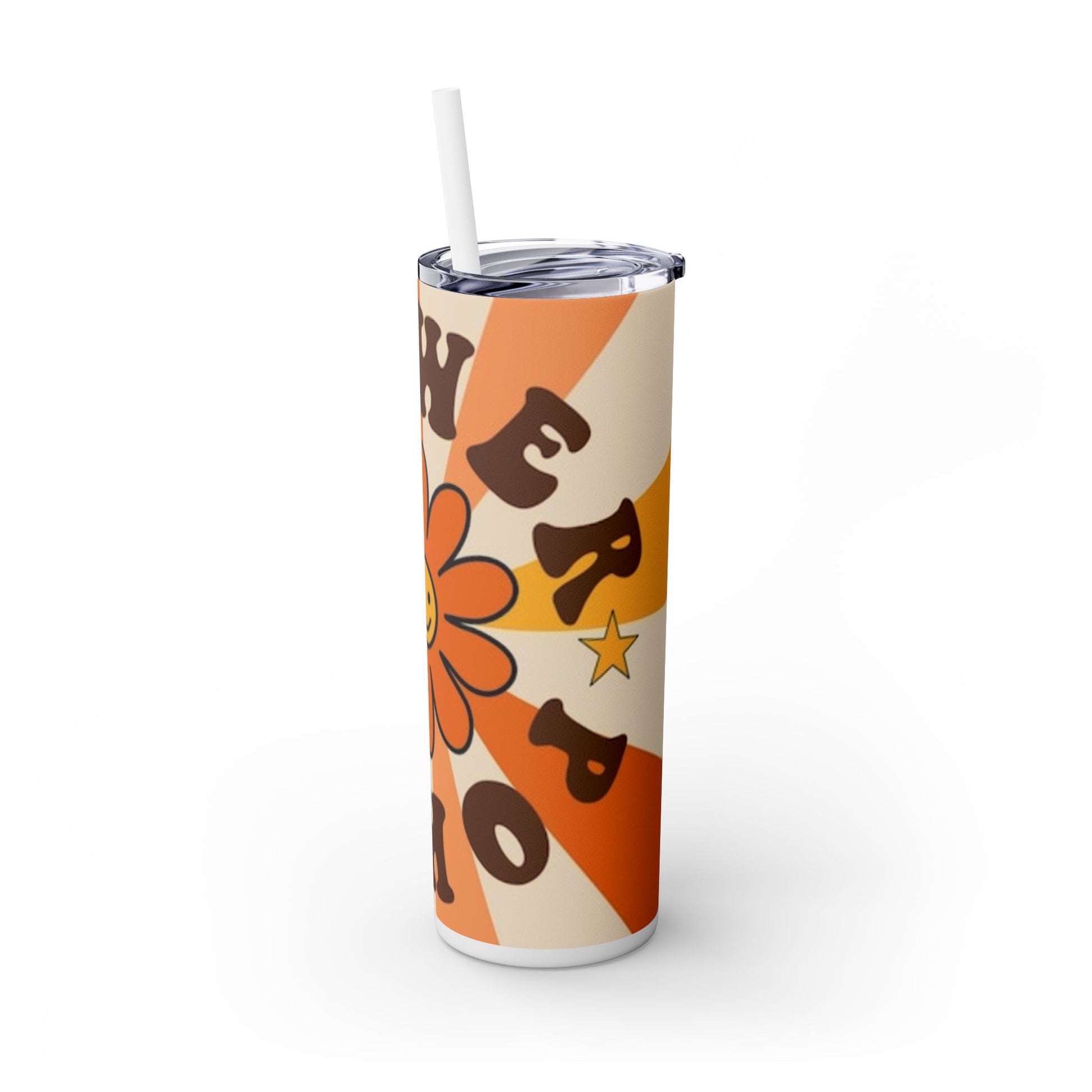 FLOWER POWER 60s -Skinny Tumbler with Straw, 20oz - Rock n Royalty Designs