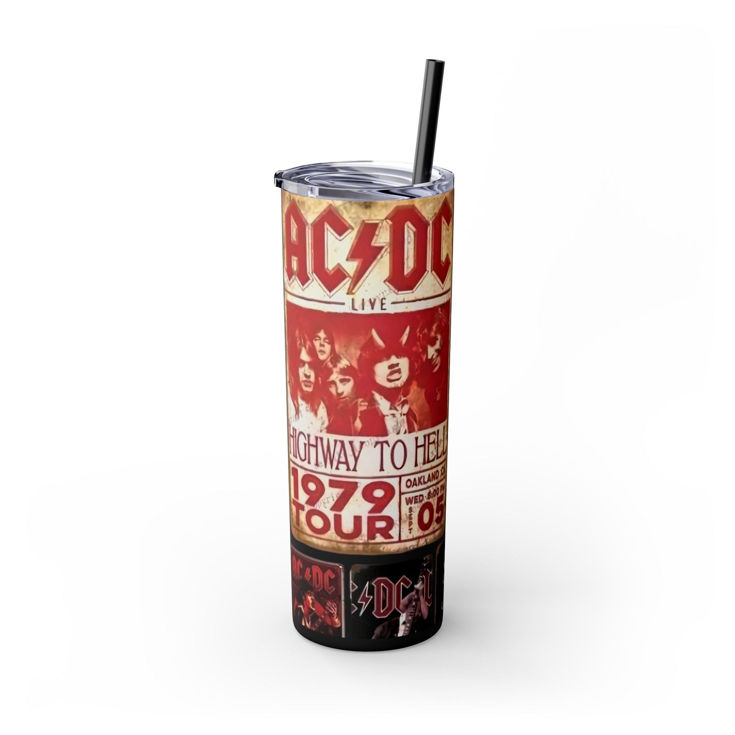 AC/DC ALBUMS - Skinny Tumbler with Straw, 20oz - Rock n Royalty Designs