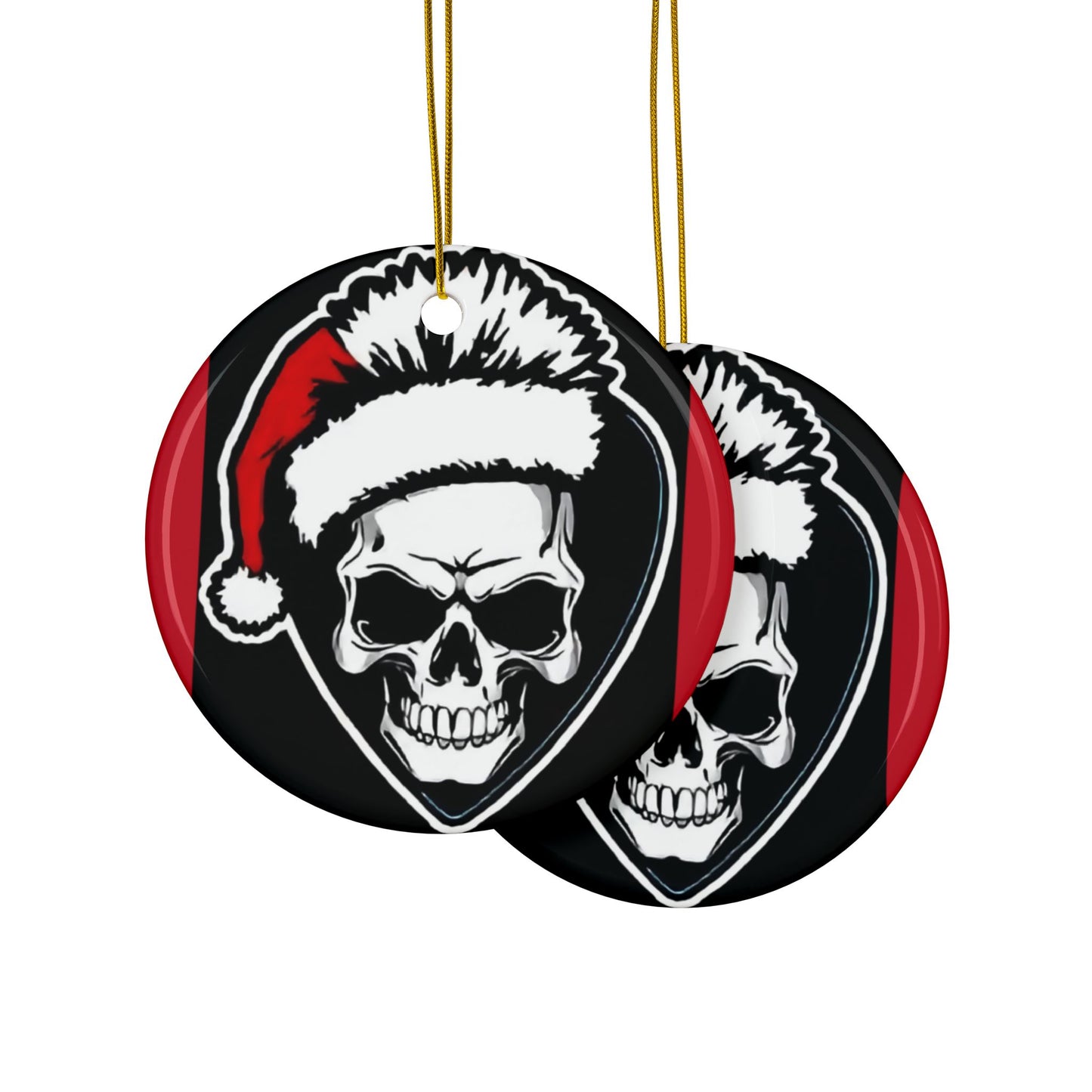 Skull Santa Hat , Ceramic Ornaments, 2-Side Print, (1pc, 3pcs, 5pcs, 10pcs) - Rock n Royalty Designs