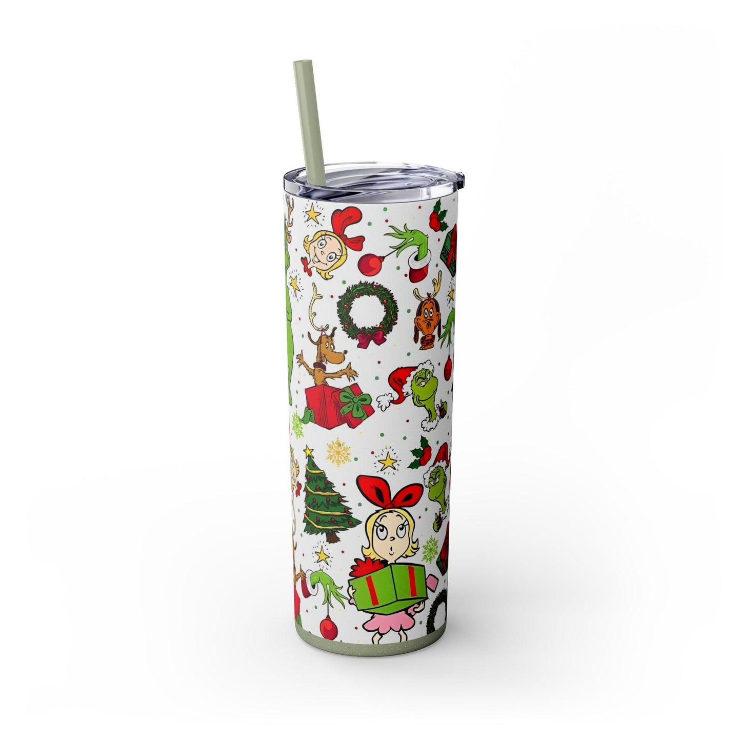 THE GRINCH AND FRIENDS Skinny Tumbler with Straw, 20oz Printify