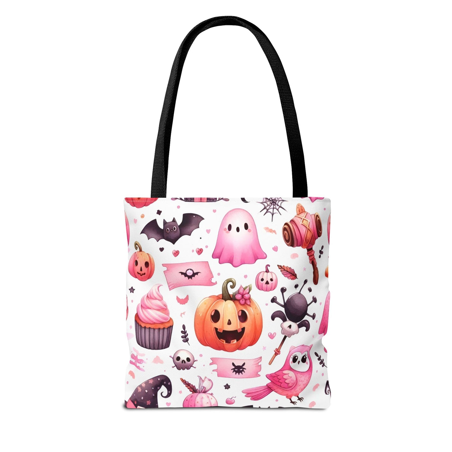 "Kawaii Halloween Tote Bag - Cute Ghost, Pumpkin & Spooky Treats Design" Printify