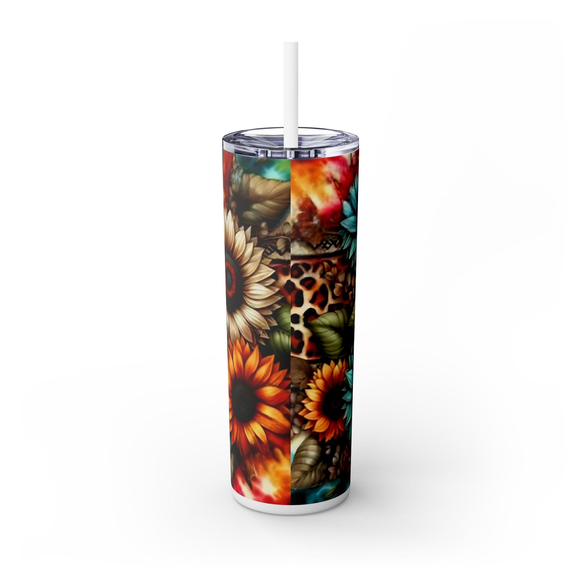 COLORFUL SUNFLOWERS - Skinny Tumbler with Straw, 20oz - Rock n Royalty Designs