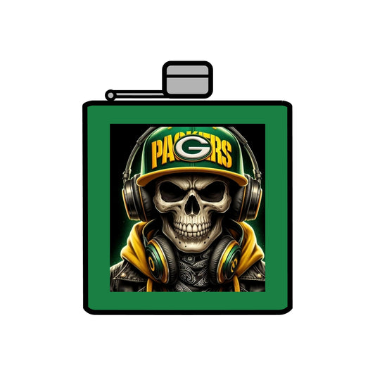 "Green Bay Packers Skull 6oz Stainless Steel Flask" Represent!!! Printify