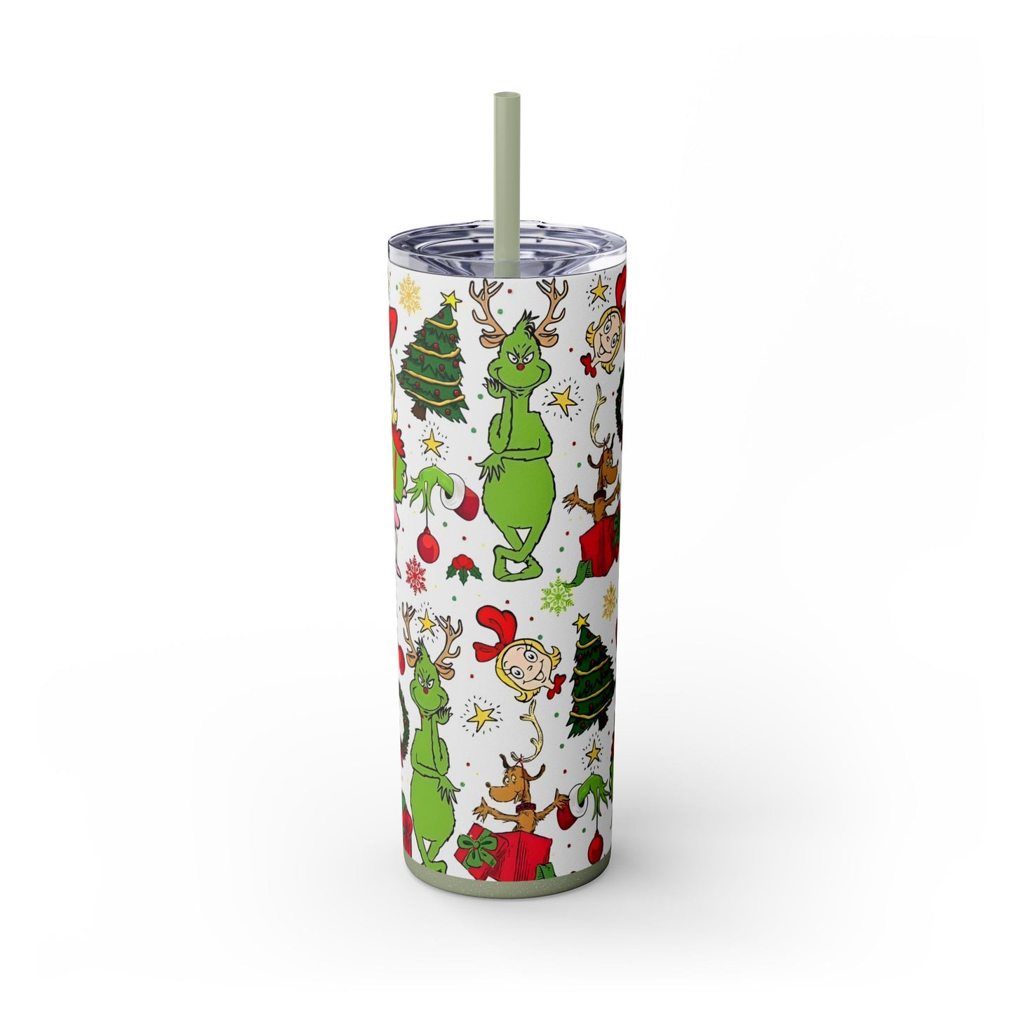 THE GRINCH AND FRIENDS Skinny Tumbler with Straw, 20oz Printify