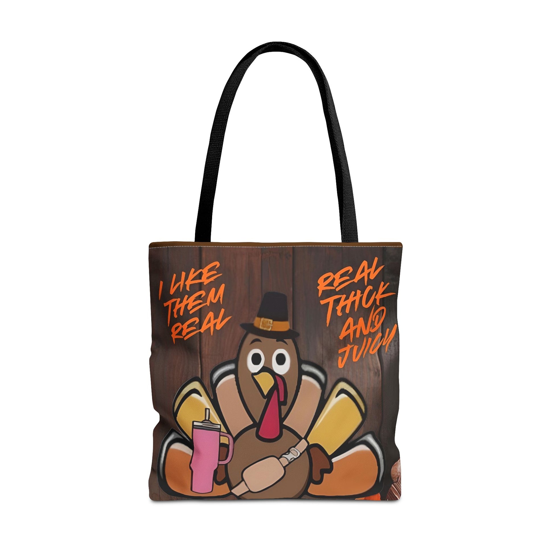 "Real Thick and Juicy Turkey Thanksgiving Tote Bag | Funny Holiday Shopping Bag" Printify