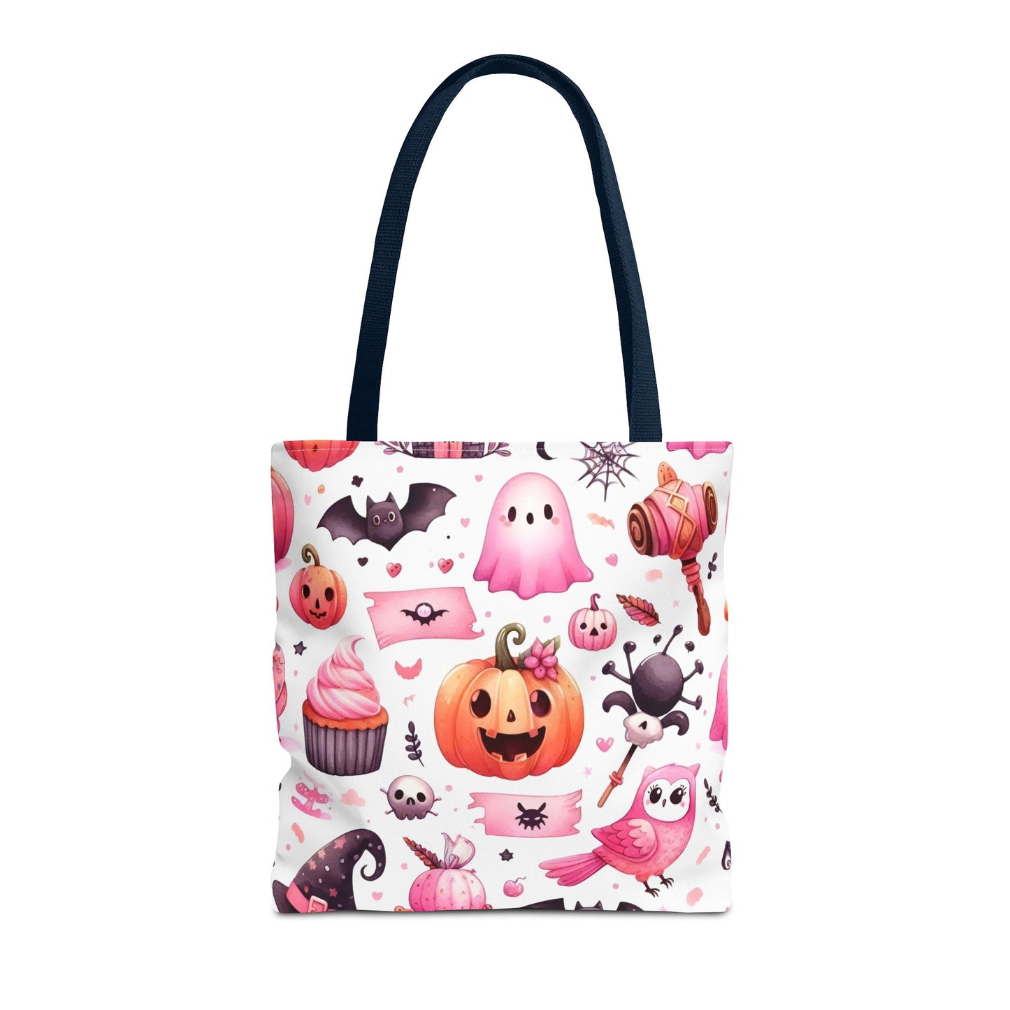 "Kawaii Halloween Tote Bag - Cute Ghost, Pumpkin & Spooky Treats Design" Printify