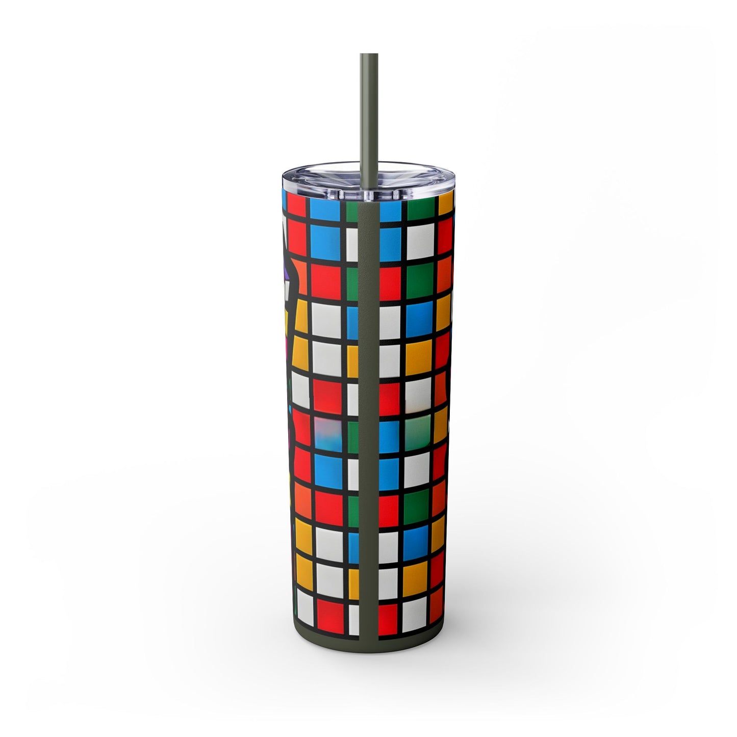 I ❤️ the 80s - Rubeks Cube Edition - Skinny Tumbler with Straw, 20oz ) / - Rock n Royalty Designs