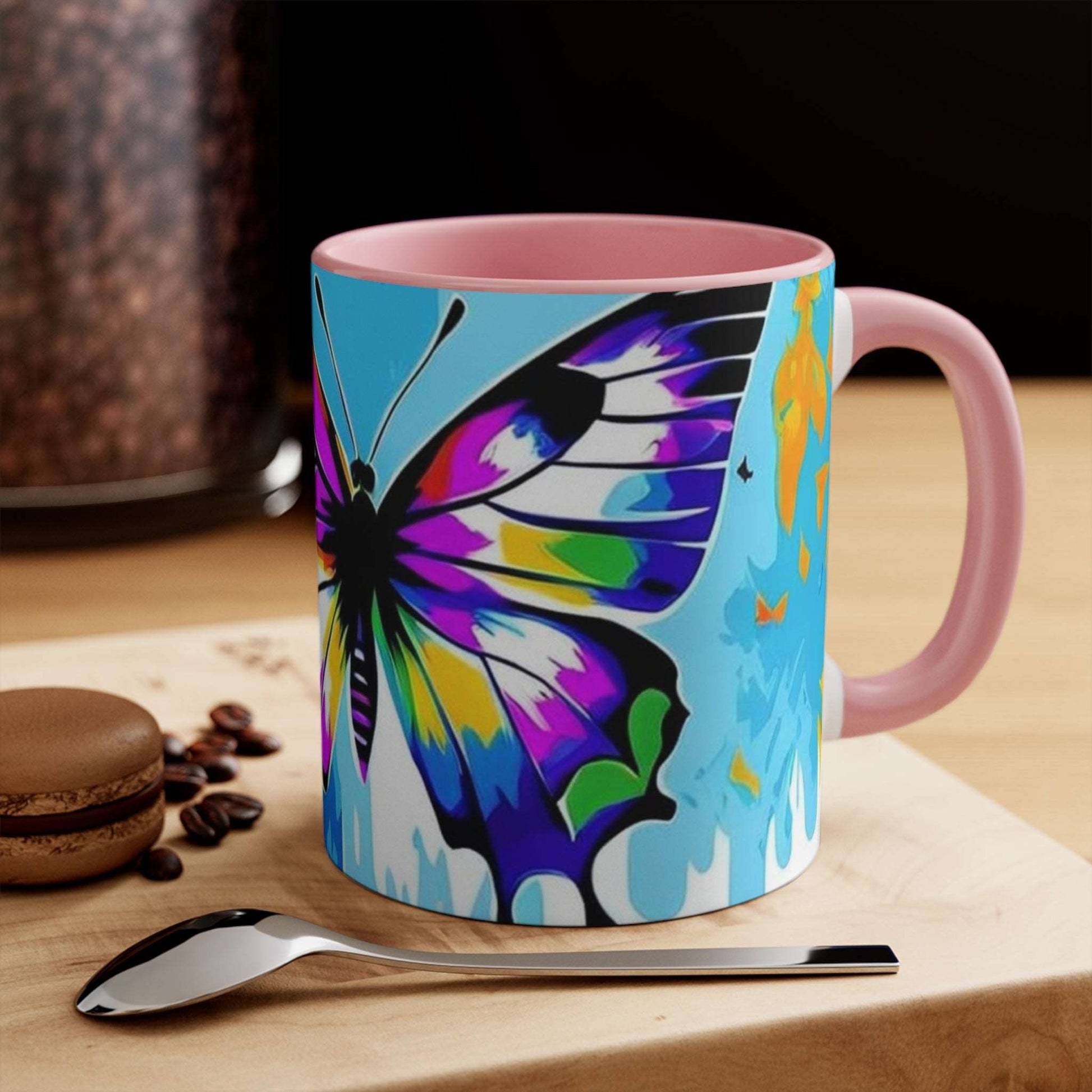 Abstact Butterfly 🦋 - Two-Tone Blk , Wht - Accent Mugs (11oz) - Rock n Royalty Designs