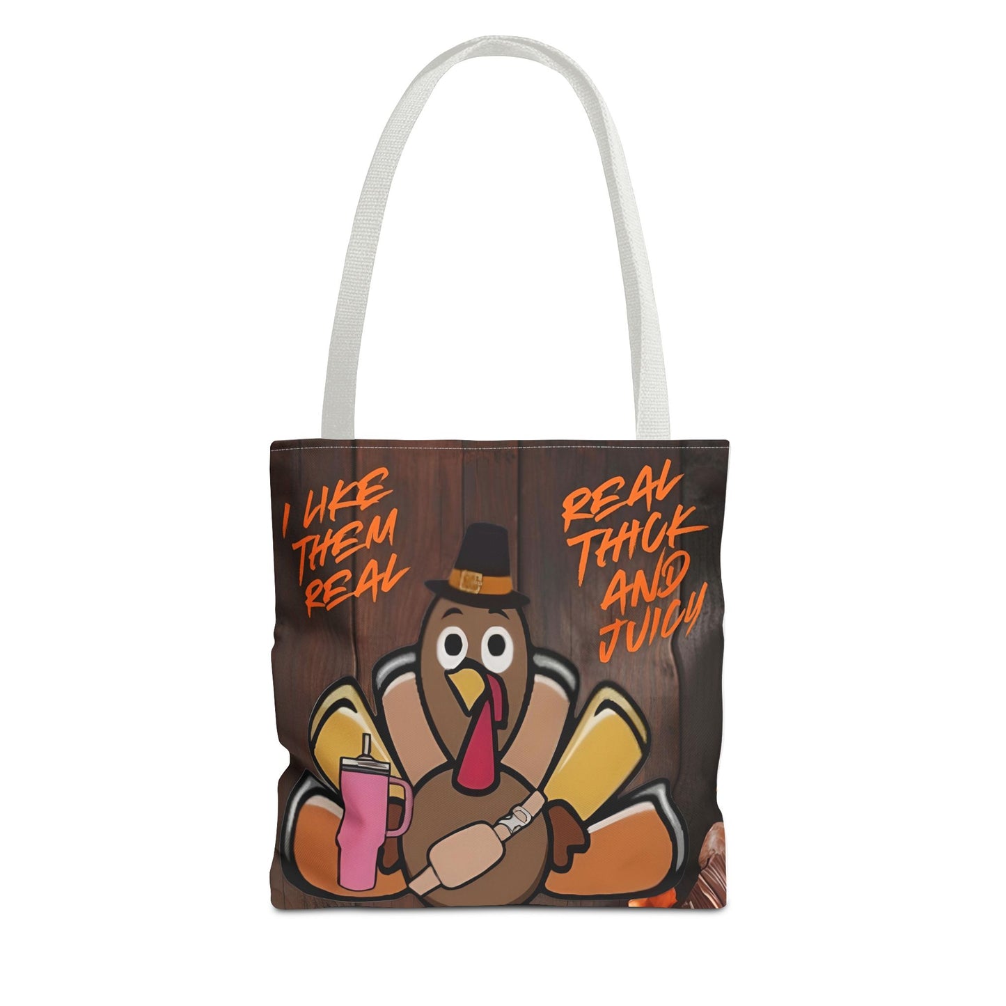 "Real Thick and Juicy Turkey Thanksgiving Tote Bag | Funny Holiday Shopping Bag" Printify