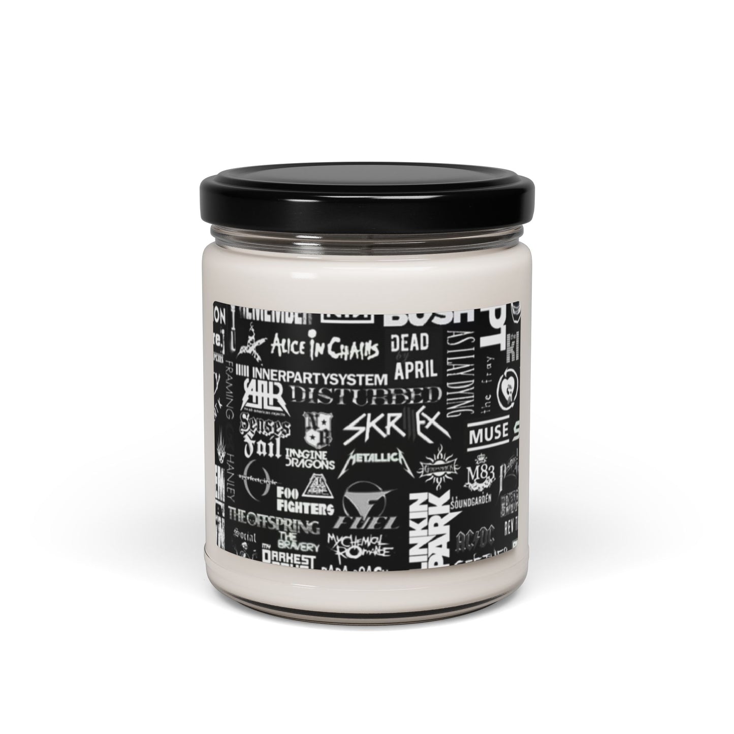 "Rock Legends Scented Candle | Alternative Metal Band Collage Jar | Music Lover's Home Decor" 9oz Printify