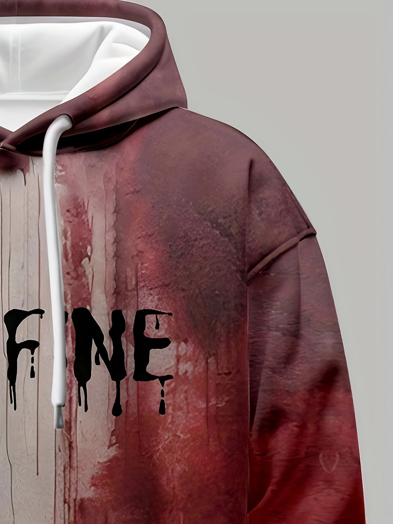 Men's Melting Text Print Hoodie "I am Fine" Double Sided Rock n Royalty Designs