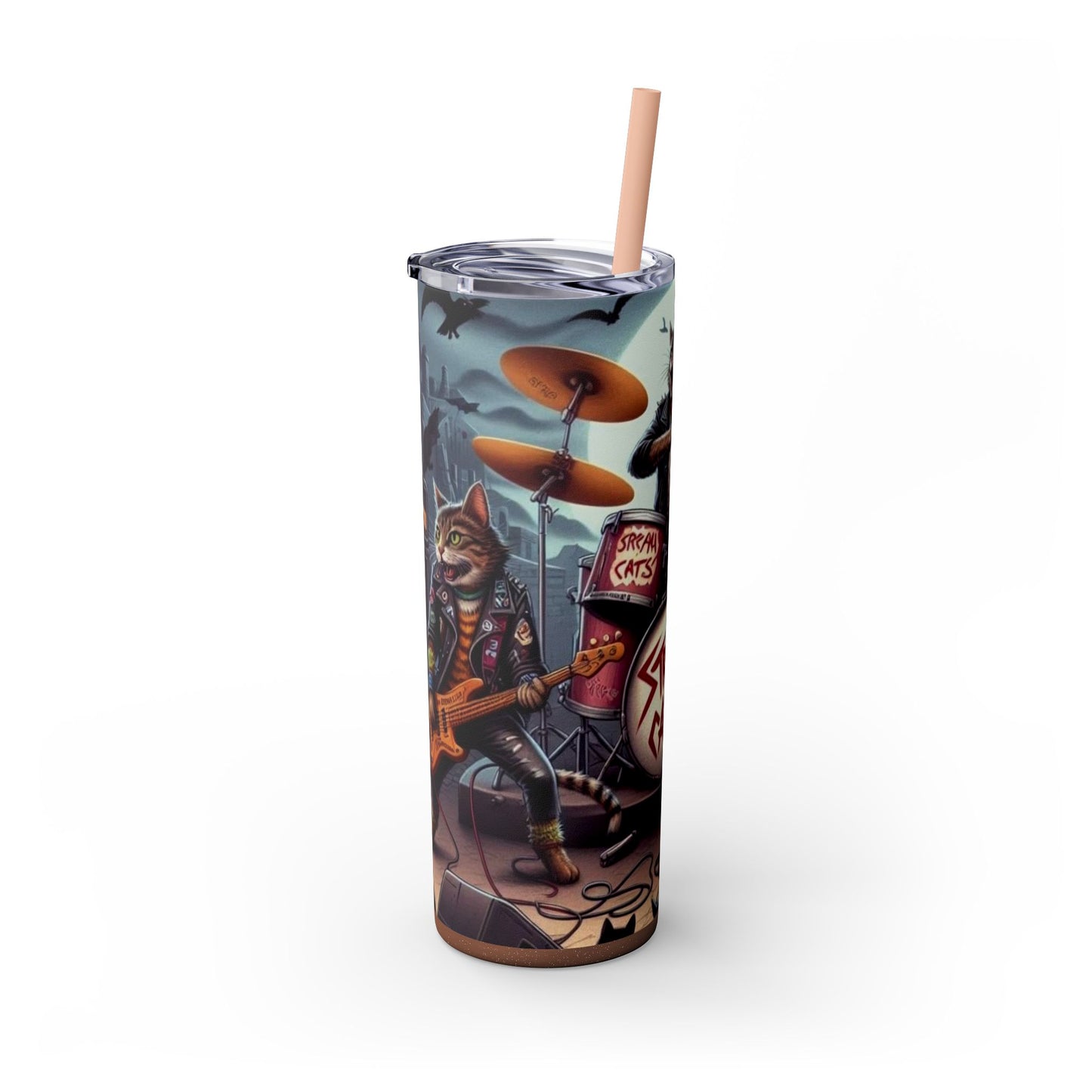 The Cats are Stray -  Skinny Tumbler with Straw, 20oz Printify