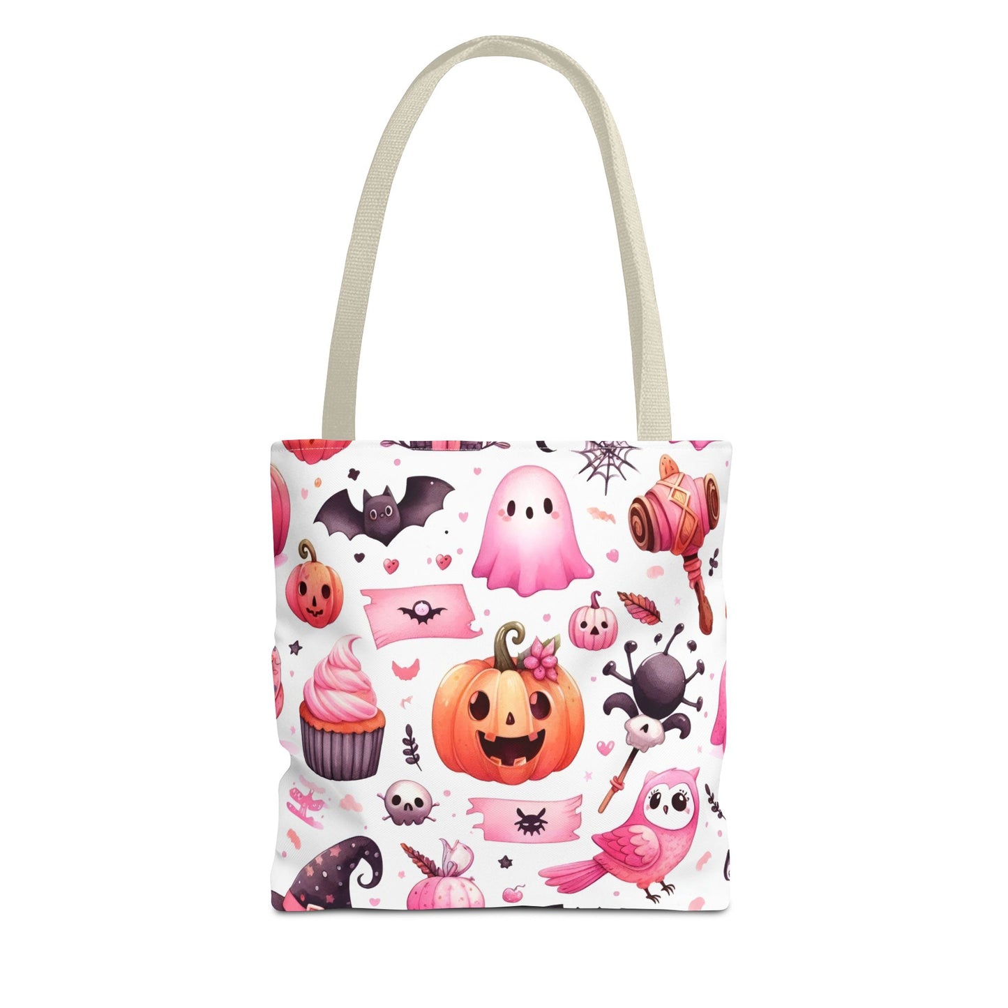 "Kawaii Halloween Tote Bag - Cute Ghost, Pumpkin & Spooky Treats Design" Printify