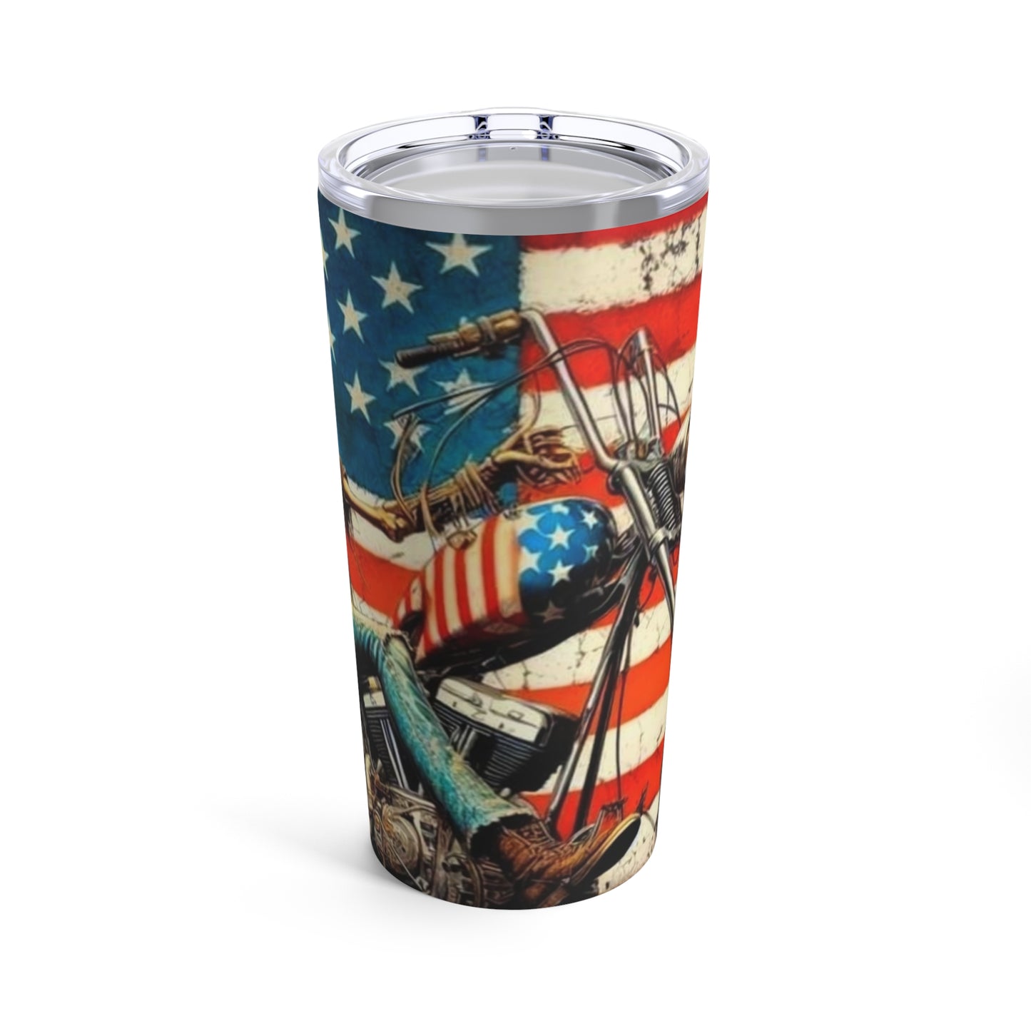 American Flag -Skull Biker - Motorcycle Tumbler 20oz - Rock n Royalty Designs