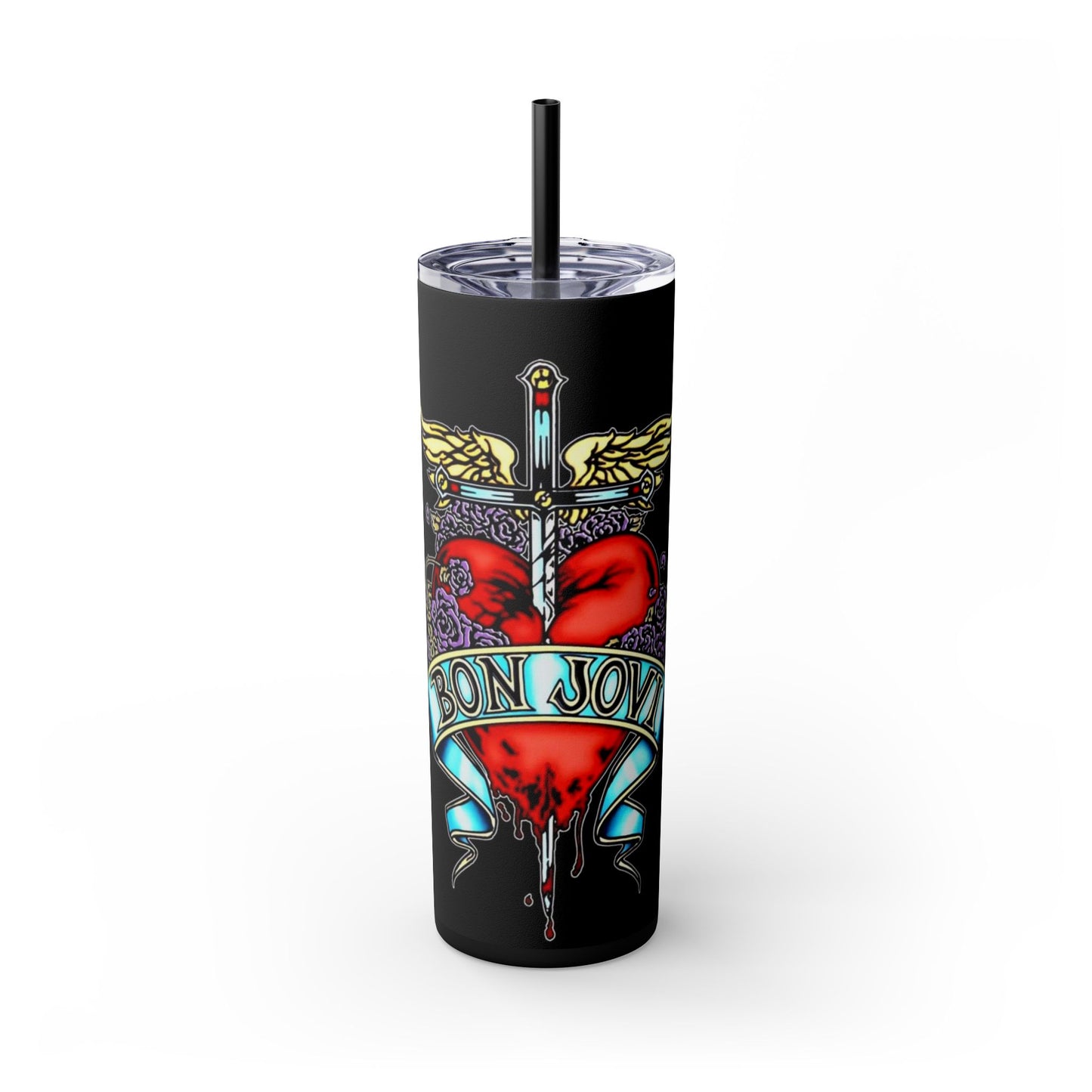 Bon Jovi Skinny Tumbler with Straw, 20oz - Rock n Royalty Designs