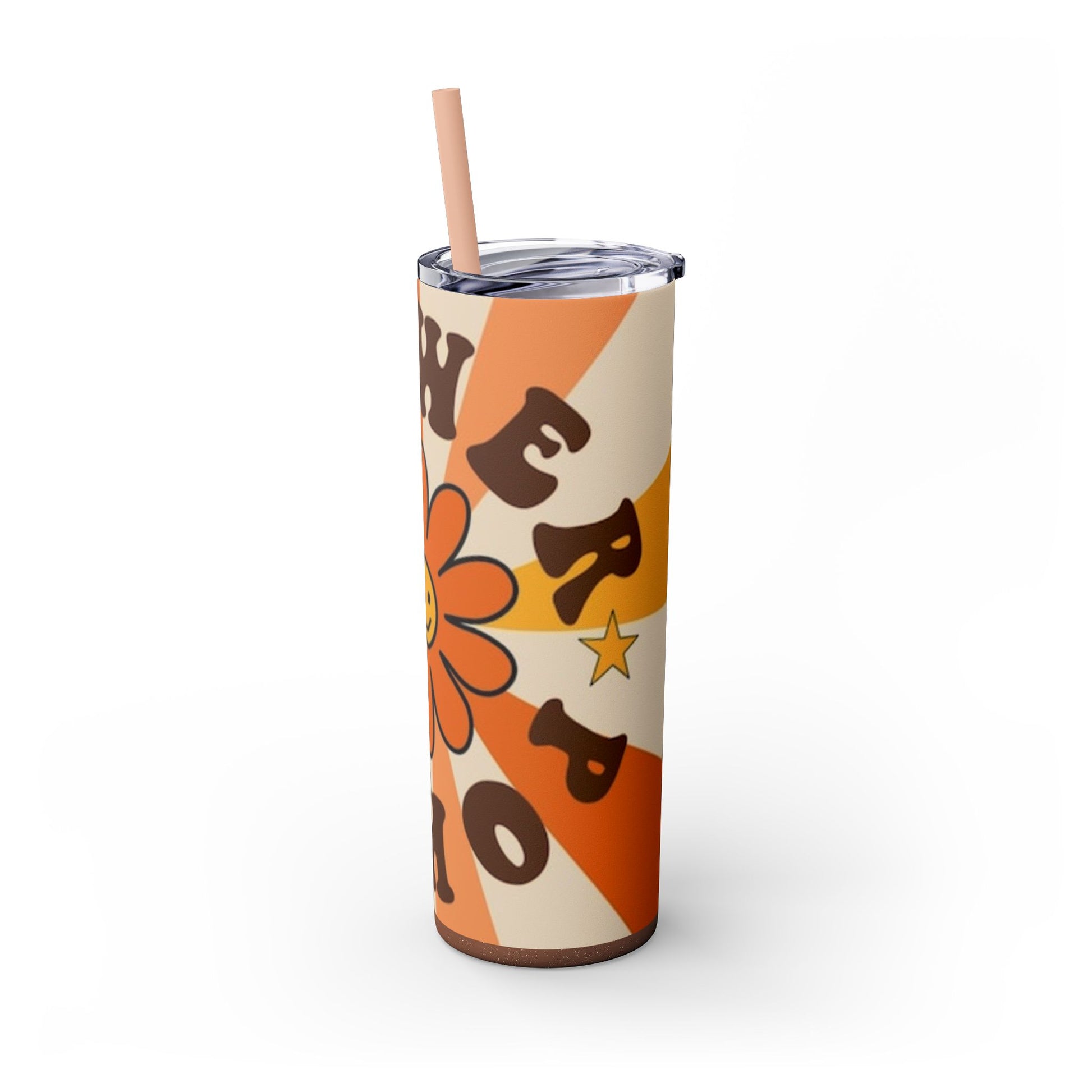 FLOWER POWER 60s -Skinny Tumbler with Straw, 20oz - Rock n Royalty Designs