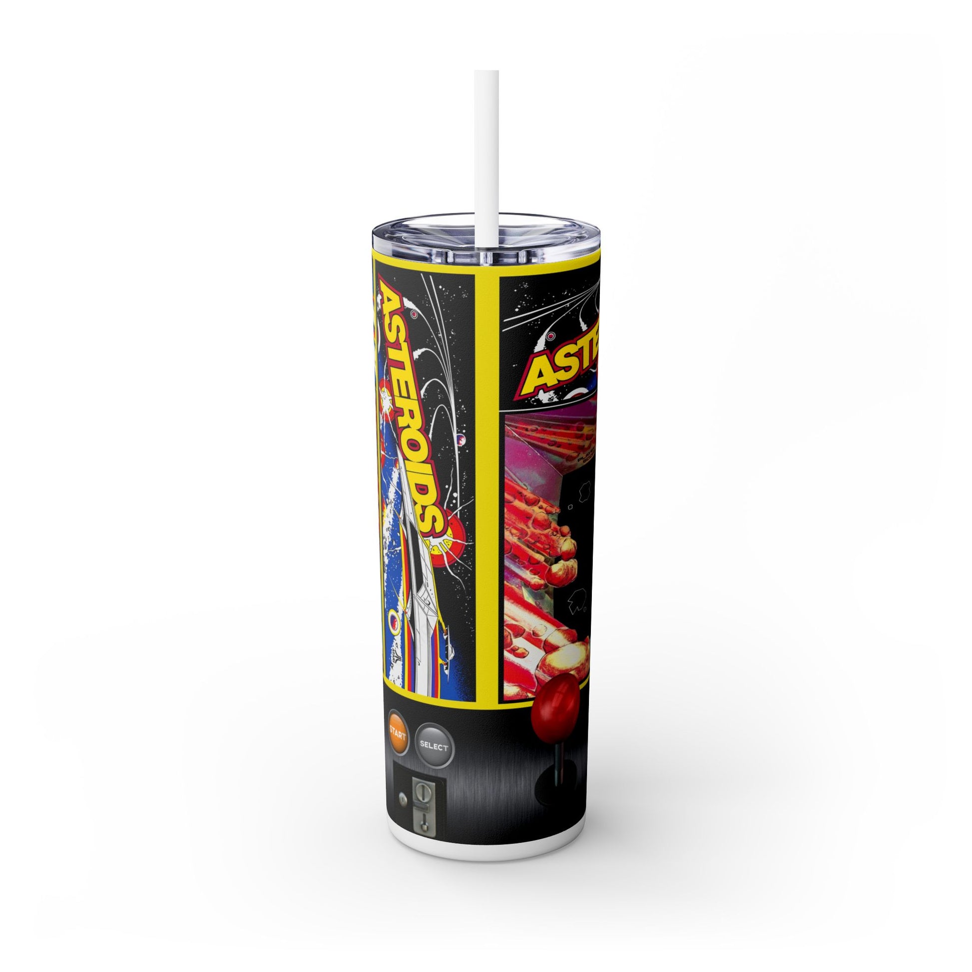 ASTROIDS ARCADE GAME - Skinny Tumbler with Straw, 20oz - Rock n Royalty Designs