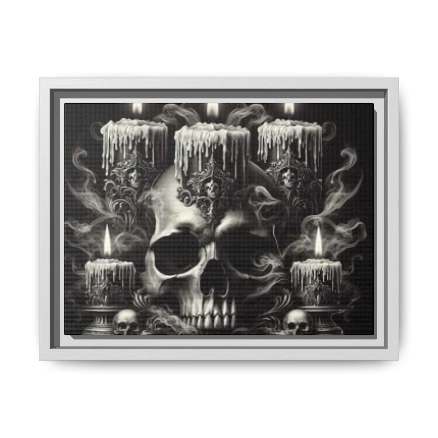 "Gothic Skull Candle Art | Framed Dark Fantasy Wall Decor | Macabre Home Accent"