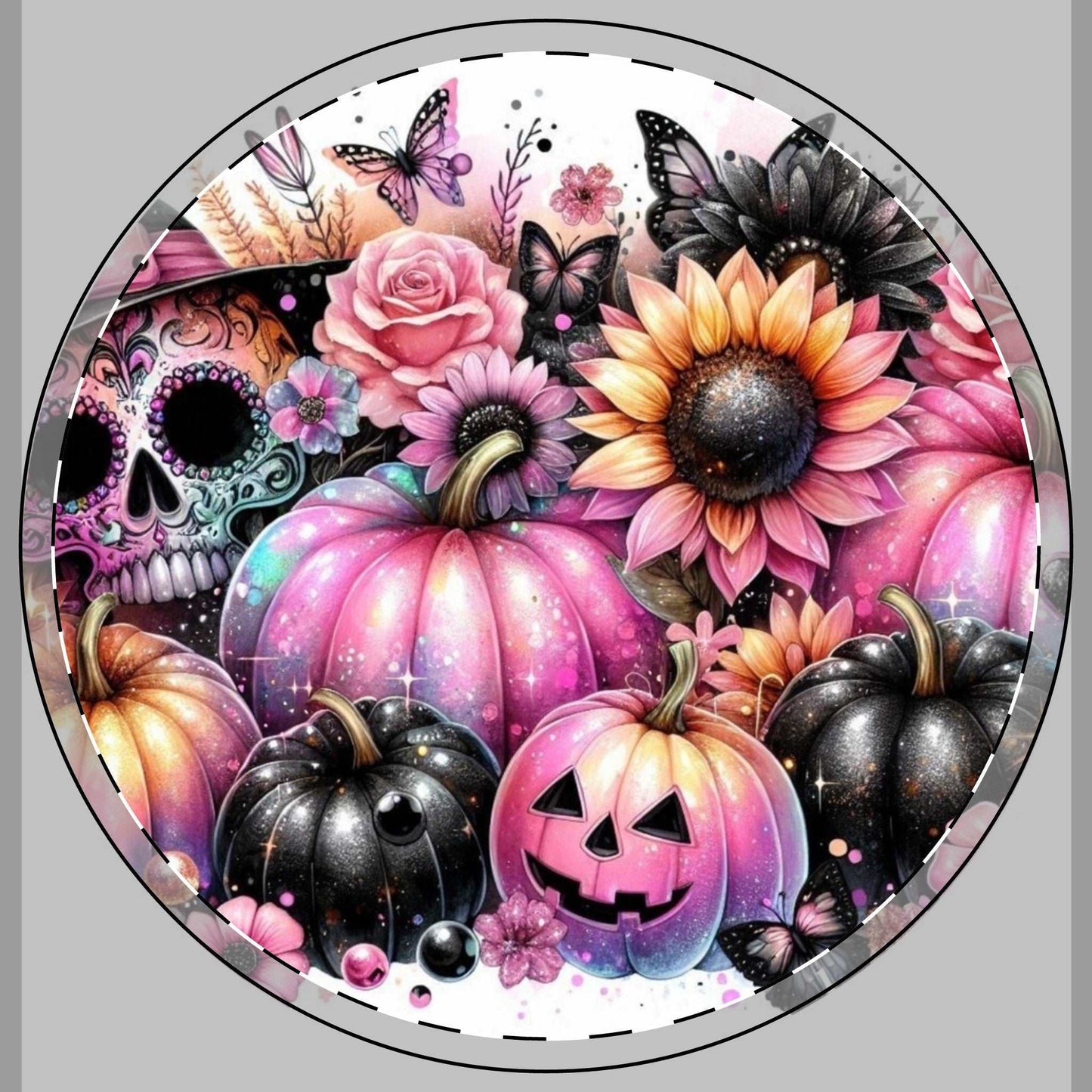 "Autumn Skull Floral Ceramic Coaster 1 of 4 - Skull Decor"