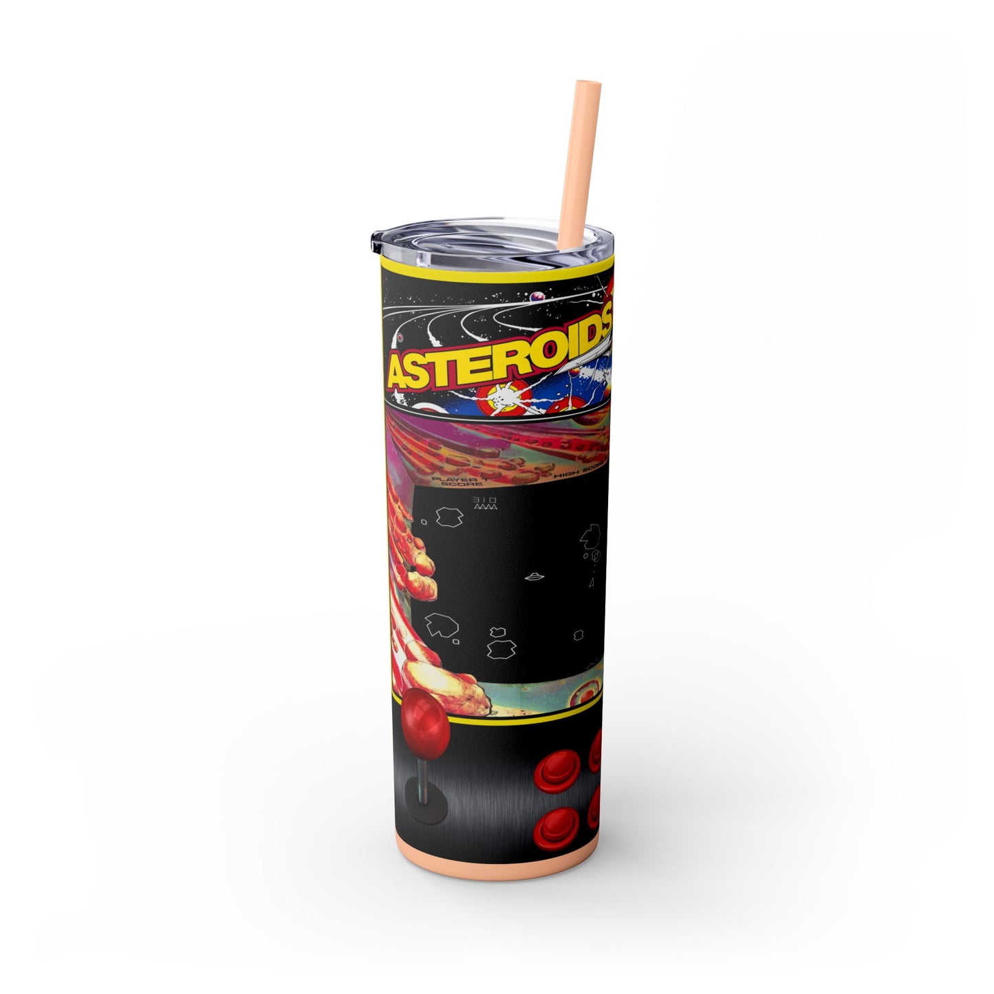 ASTROIDS ARCADE GAME - Skinny Tumbler with Straw, 20oz - Rock n Royalty Designs