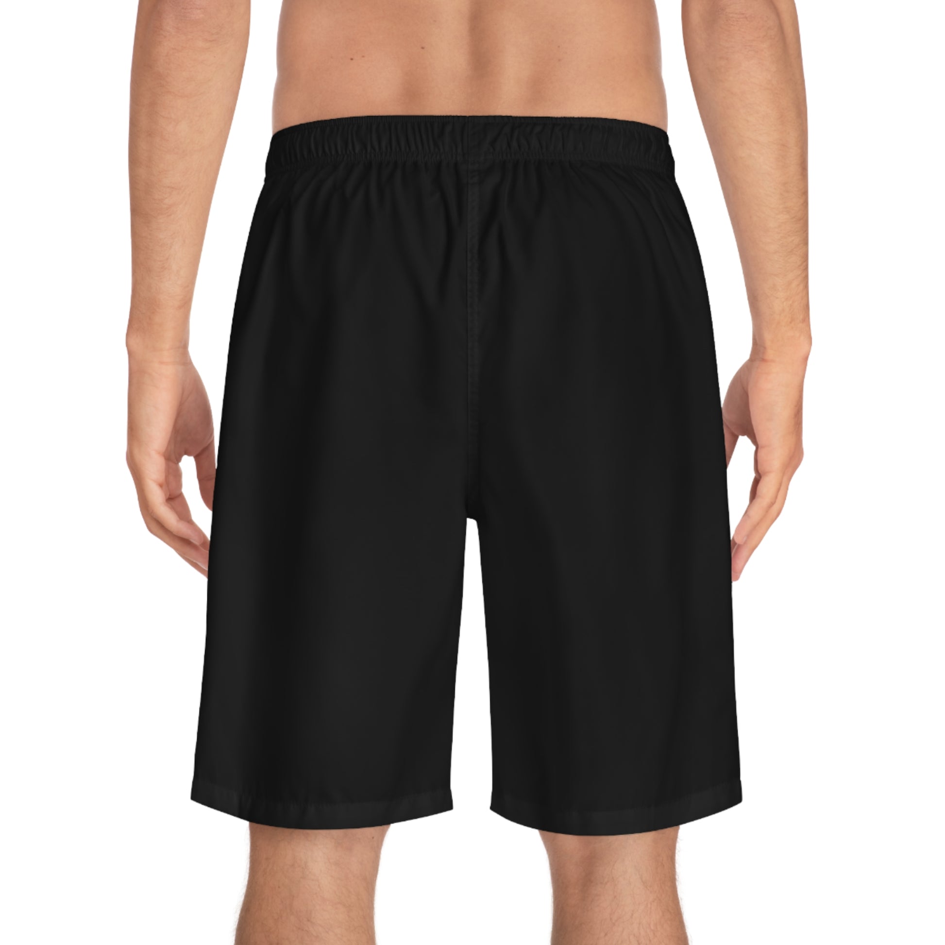 SiILVER SKULLS BLK BACK - Men's Board Shorts (AOP) - Rock n Royalty Designs