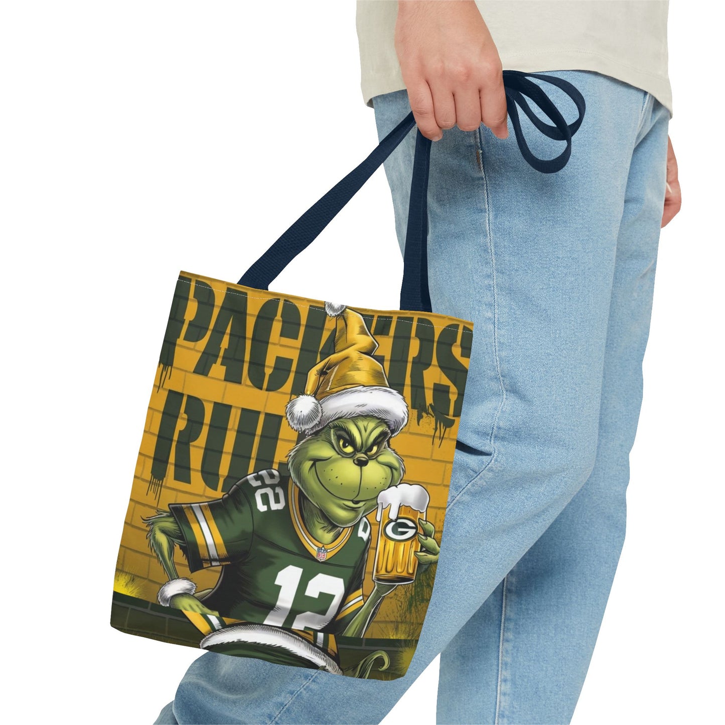 Festive Green Bay Packers Grinch Themed Tote Bag - Rock n Royalty Designs