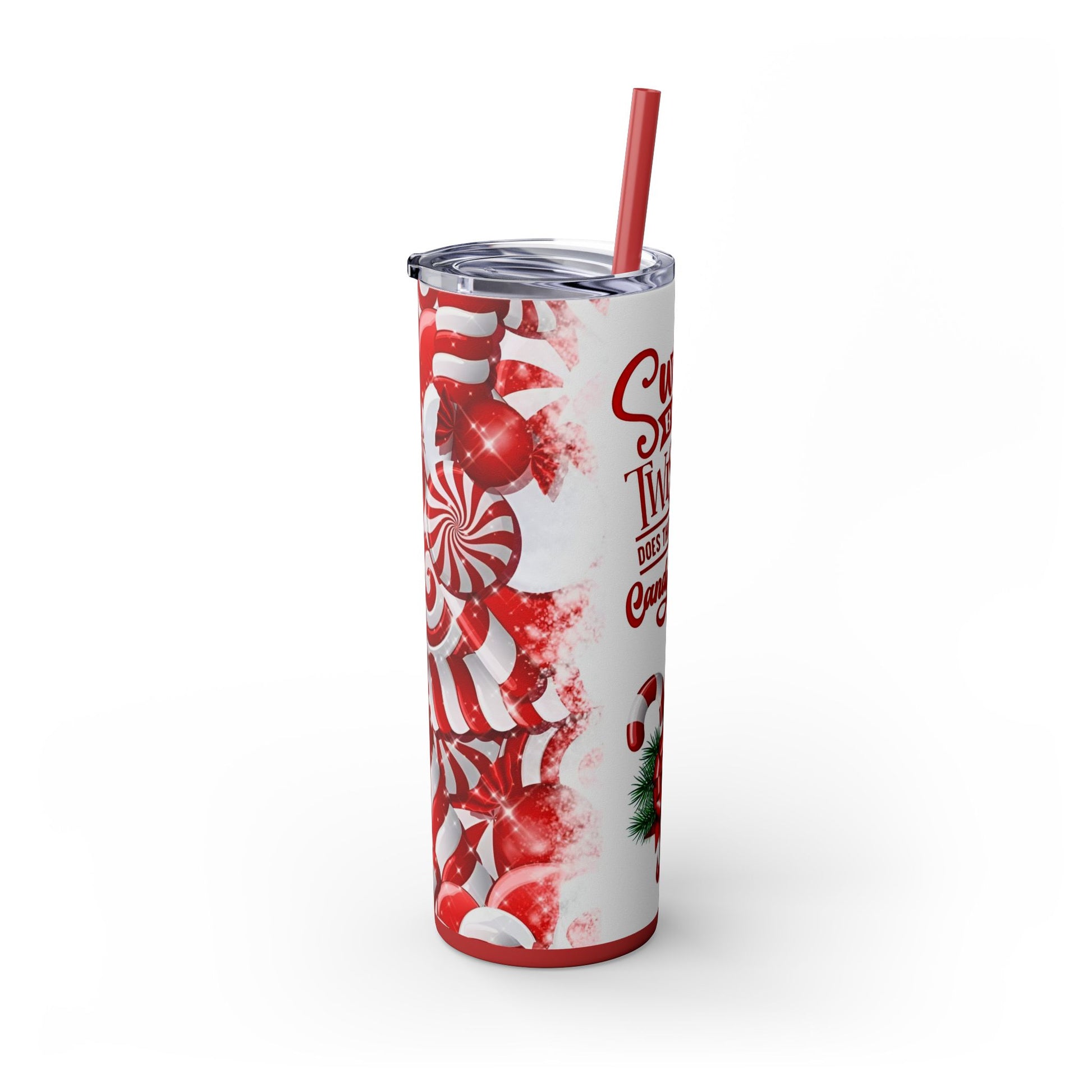 CHRISTMAS CANDY CANE Skinny Tumbler with Straw, 20oz Printify