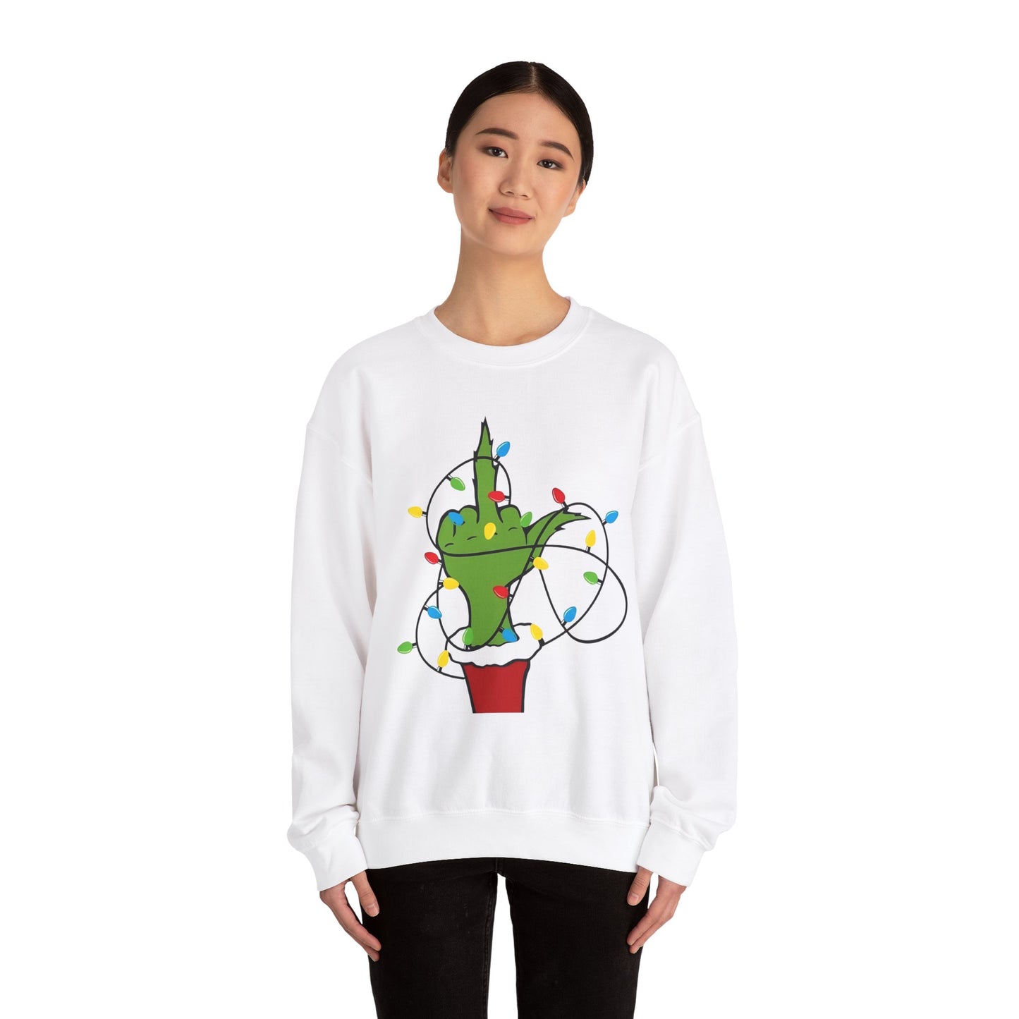 GRINCH FLIPPIN BIRD Unisex Heavy Blend™ Crewneck Sweatshirt Printify