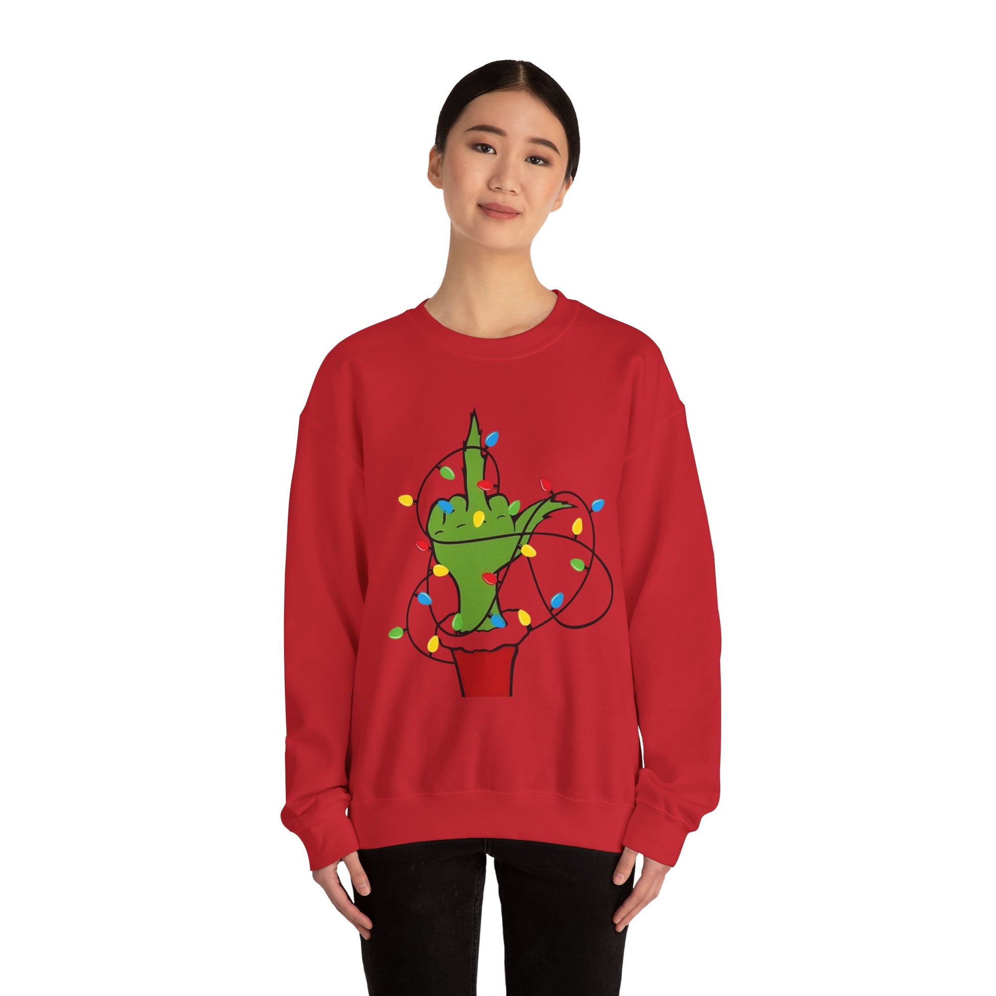 GRINCH FLIPPIN BIRD Unisex Heavy Blend™ Crewneck Sweatshirt Printify