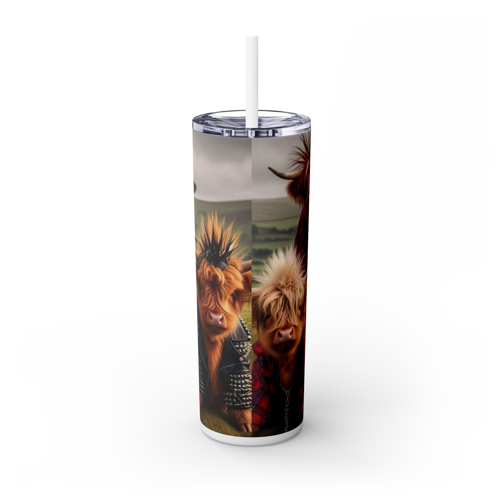 Cow Band -Skinny Tumbler with Straw, 20oz - Rock n Royalty Designs