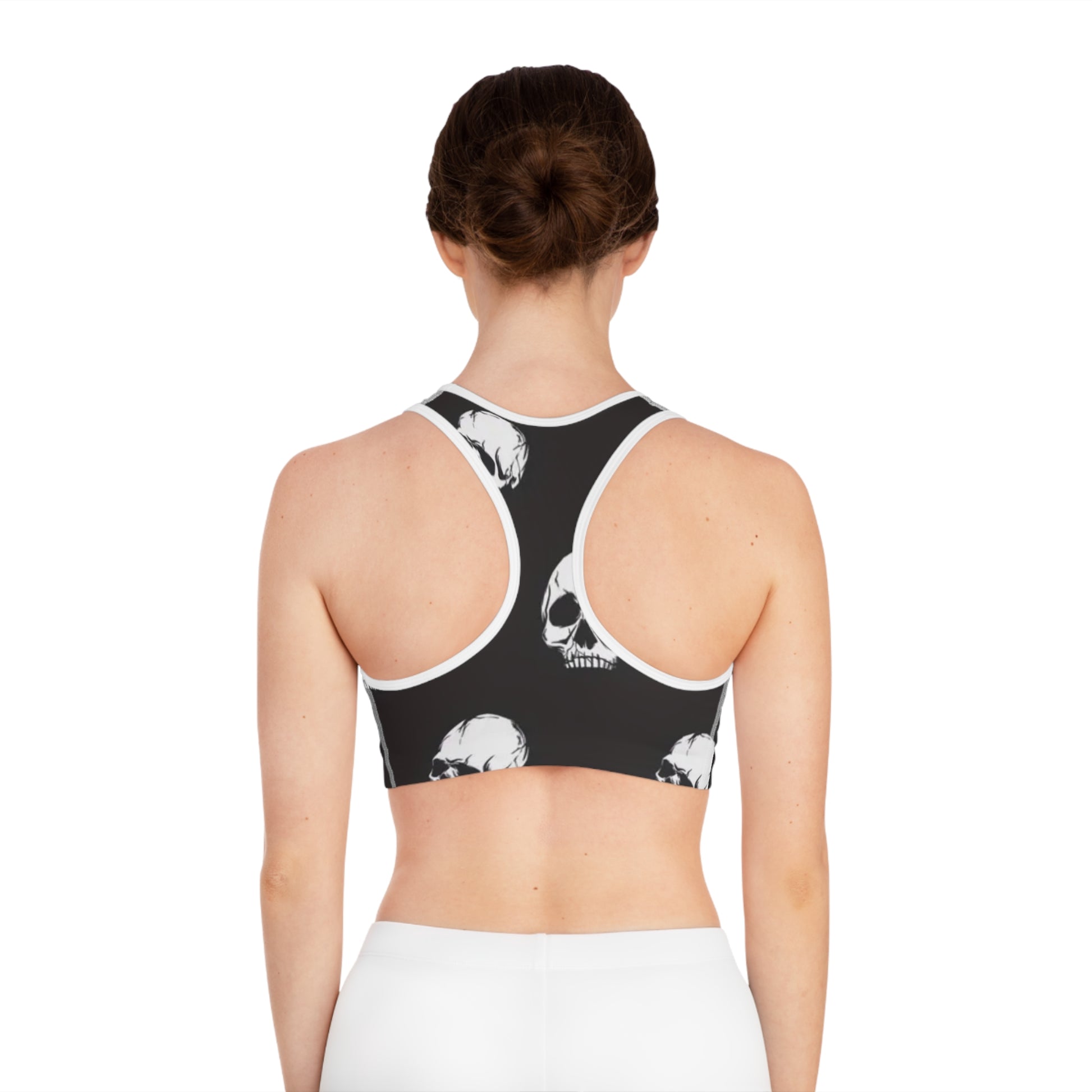 SKULL BLACK & WHITE - Sports Bra (AOP) - Rock n Royalty Designs