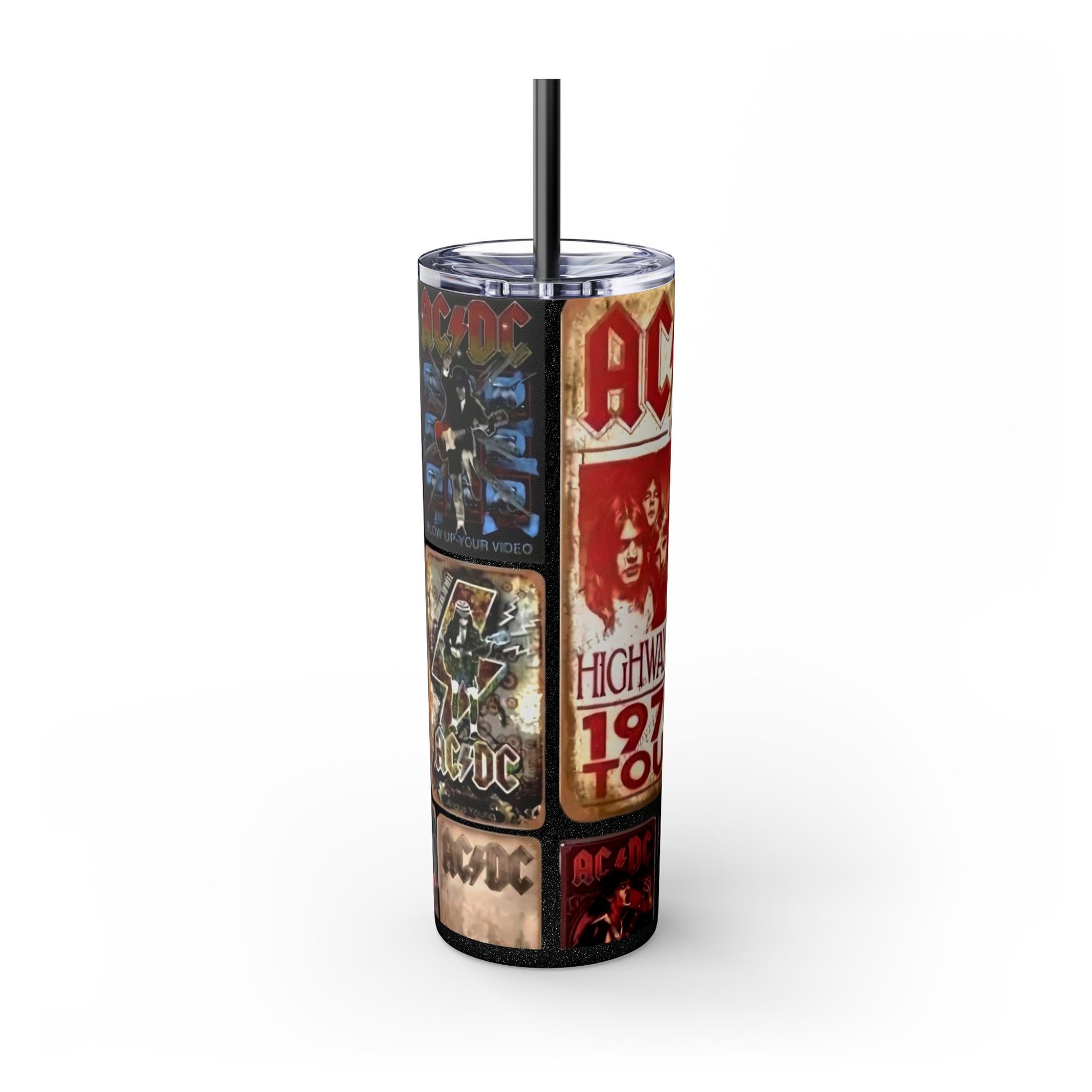 AC/DC ALBUMS - Skinny Tumbler with Straw, 20oz - Rock n Royalty Designs