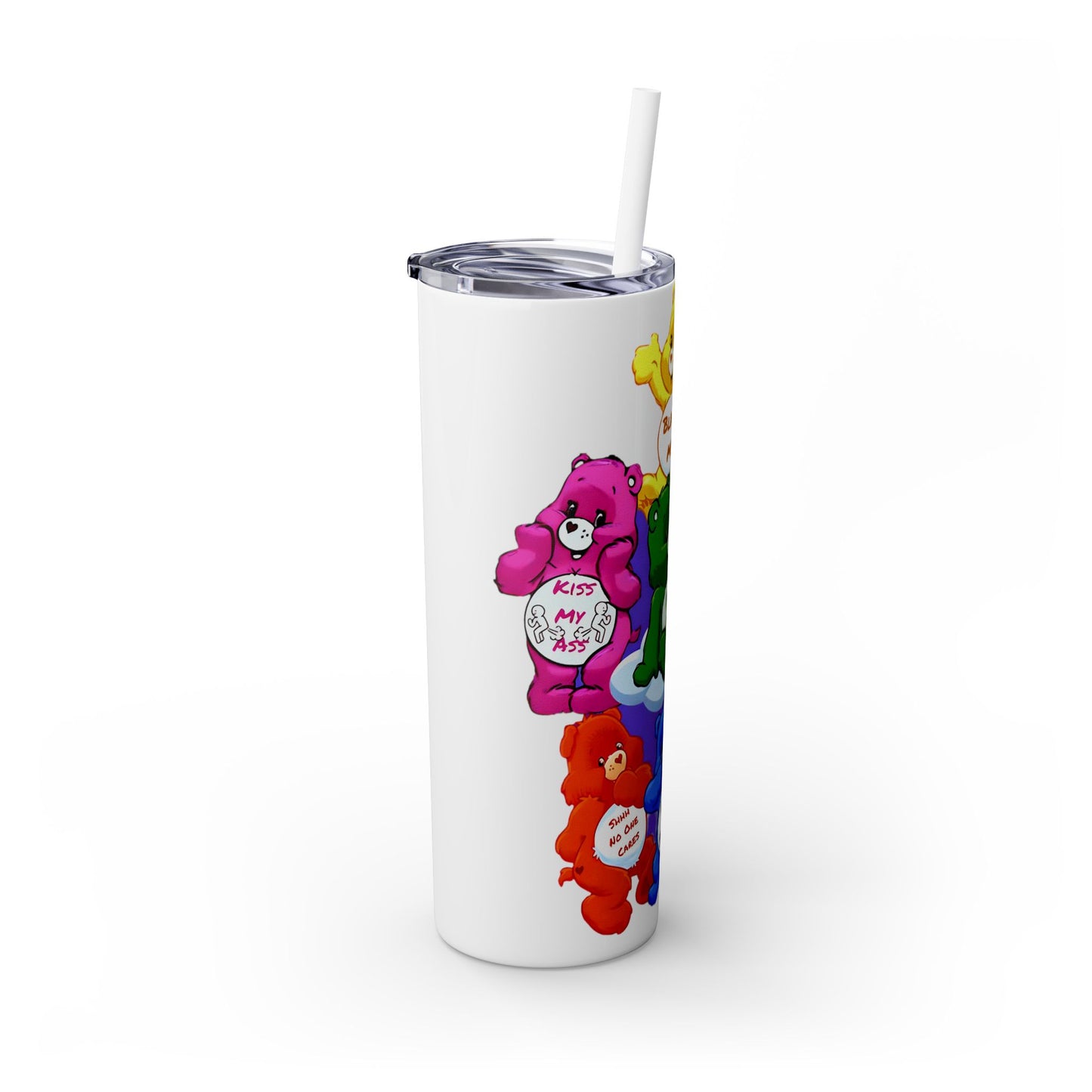 THE CAST OF NO CARE BEARS -,Skinny Tumbler with Straw, 20oz - Rock n Royalty Designs