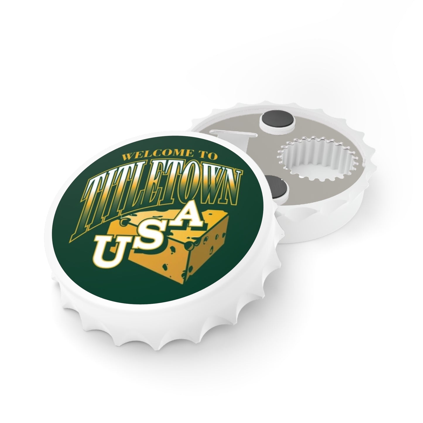 "Cheesehead Championship Town Magnetic Bottle Opener"   💚 GREEN BAY PACKERS Printify