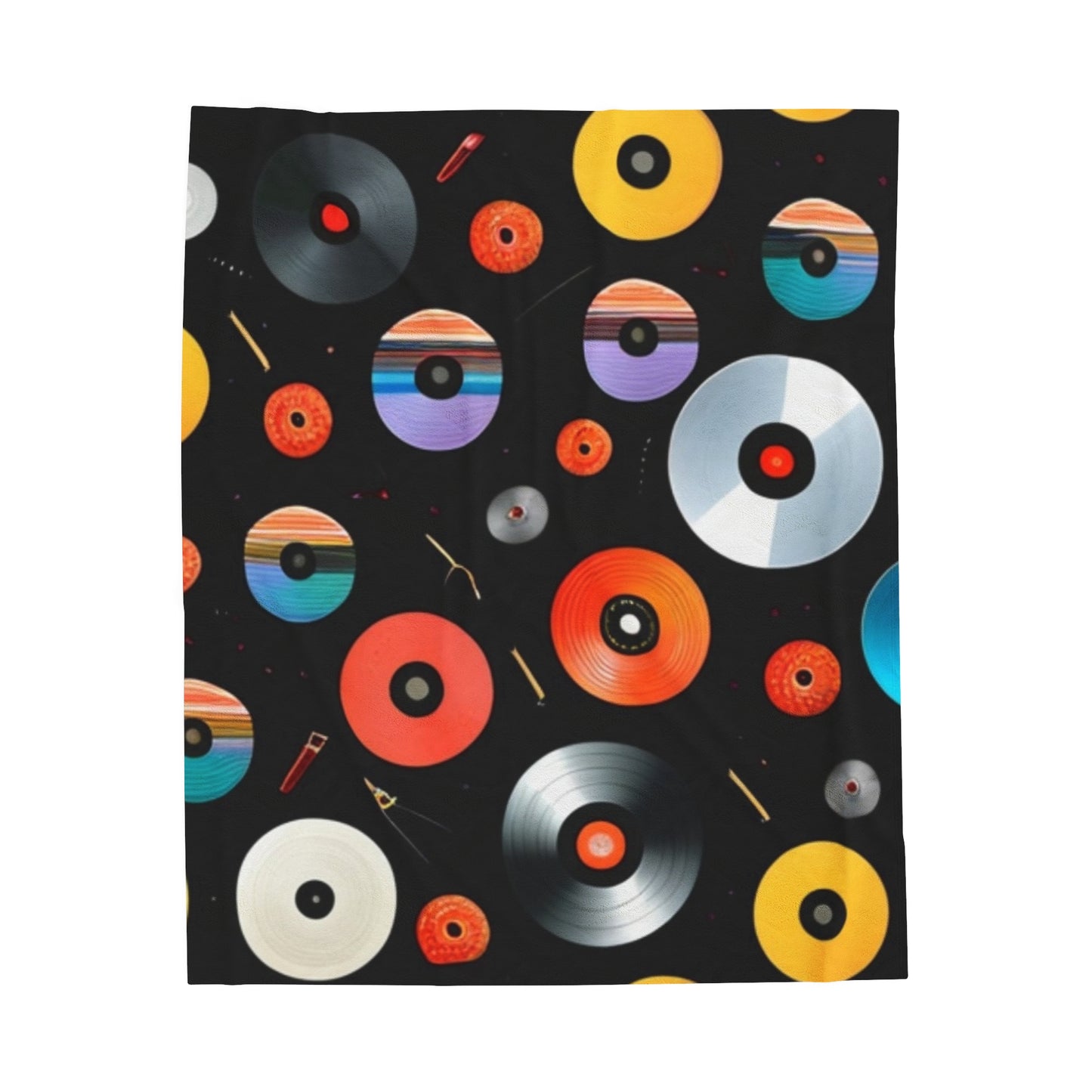 Old School Vinyl Record & CD - Plush Blanket Printify