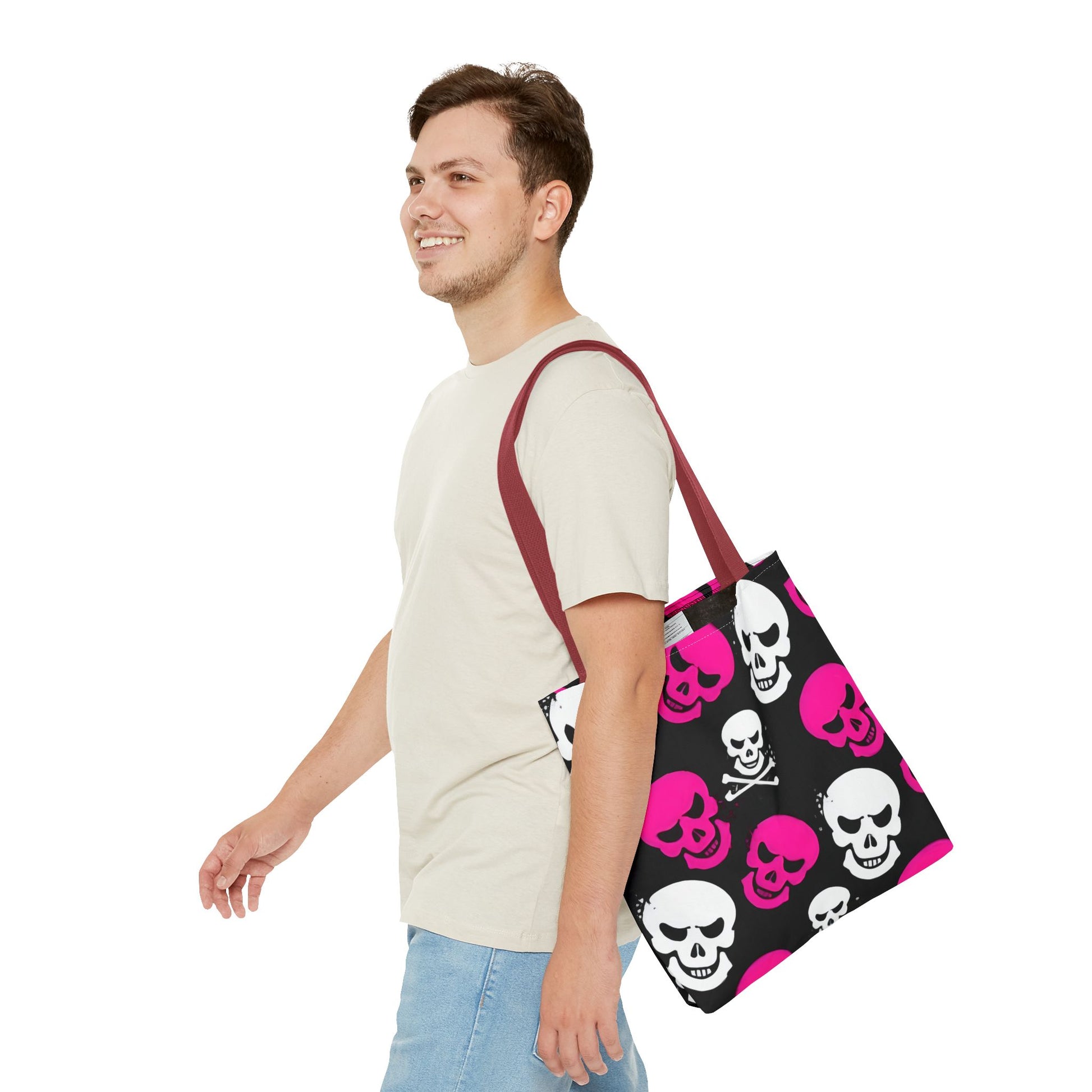 BLK WHT PINK SKULL - Tote Bag (AOP) - Rock n Royalty Designs