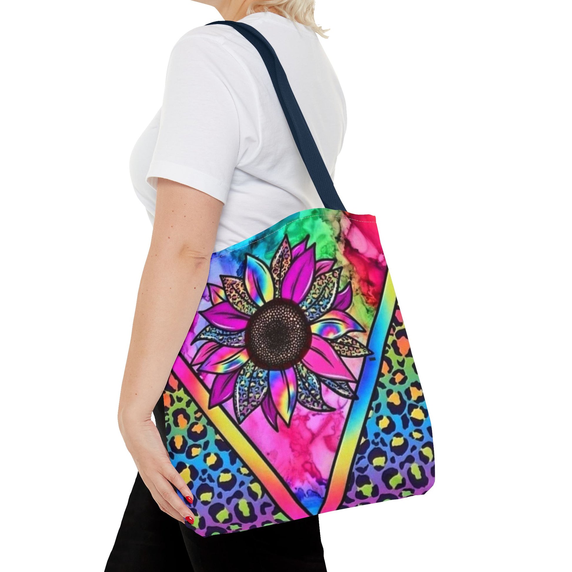 Rainbow Animal, Pink Flower, Rainbow Stripes 3 Designs 3 sizes - Tote Bag (AOP) - Rock n Royalty Designs