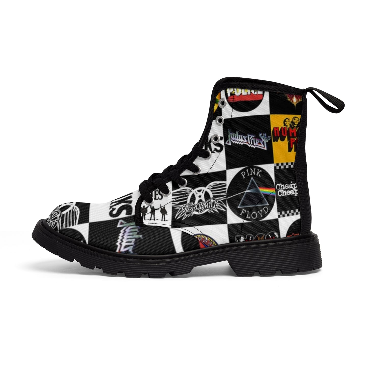 ROCK MUSIC FLAG TONGUE - Men's Canvas Boots - Rock n Royalty Designs