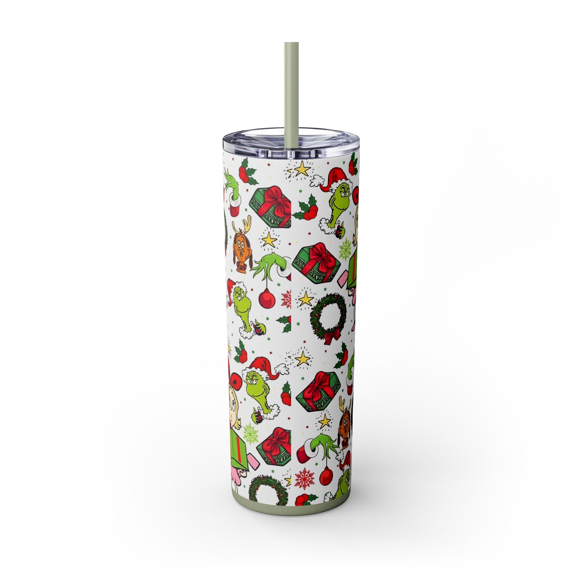 THE GRINCH AND FRIENDS Skinny Tumbler with Straw, 20oz Printify