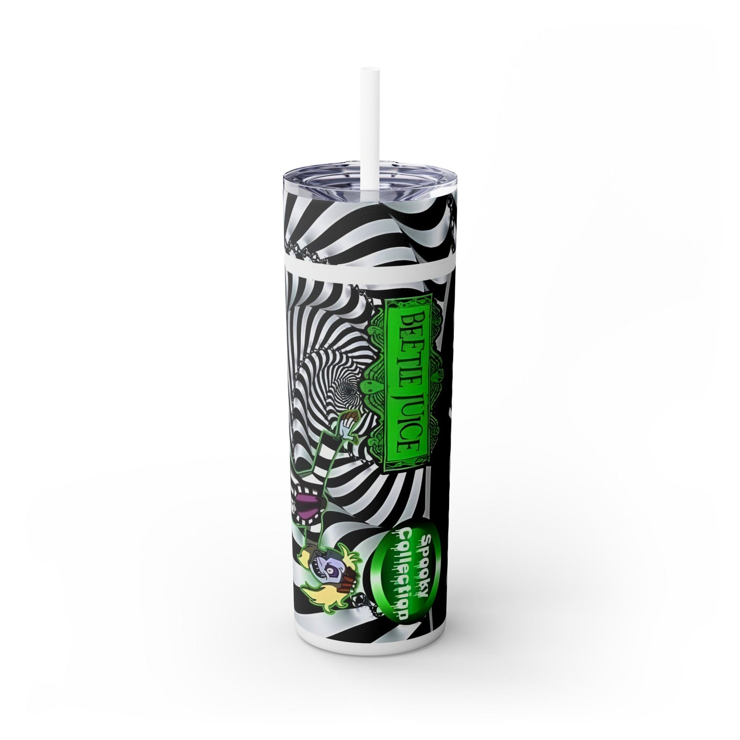 HALLOWEEN BEETLE JUICE CHAPSTICK - Skinny Tumbler with Straw, 20oz - Rock n Royalty Designs