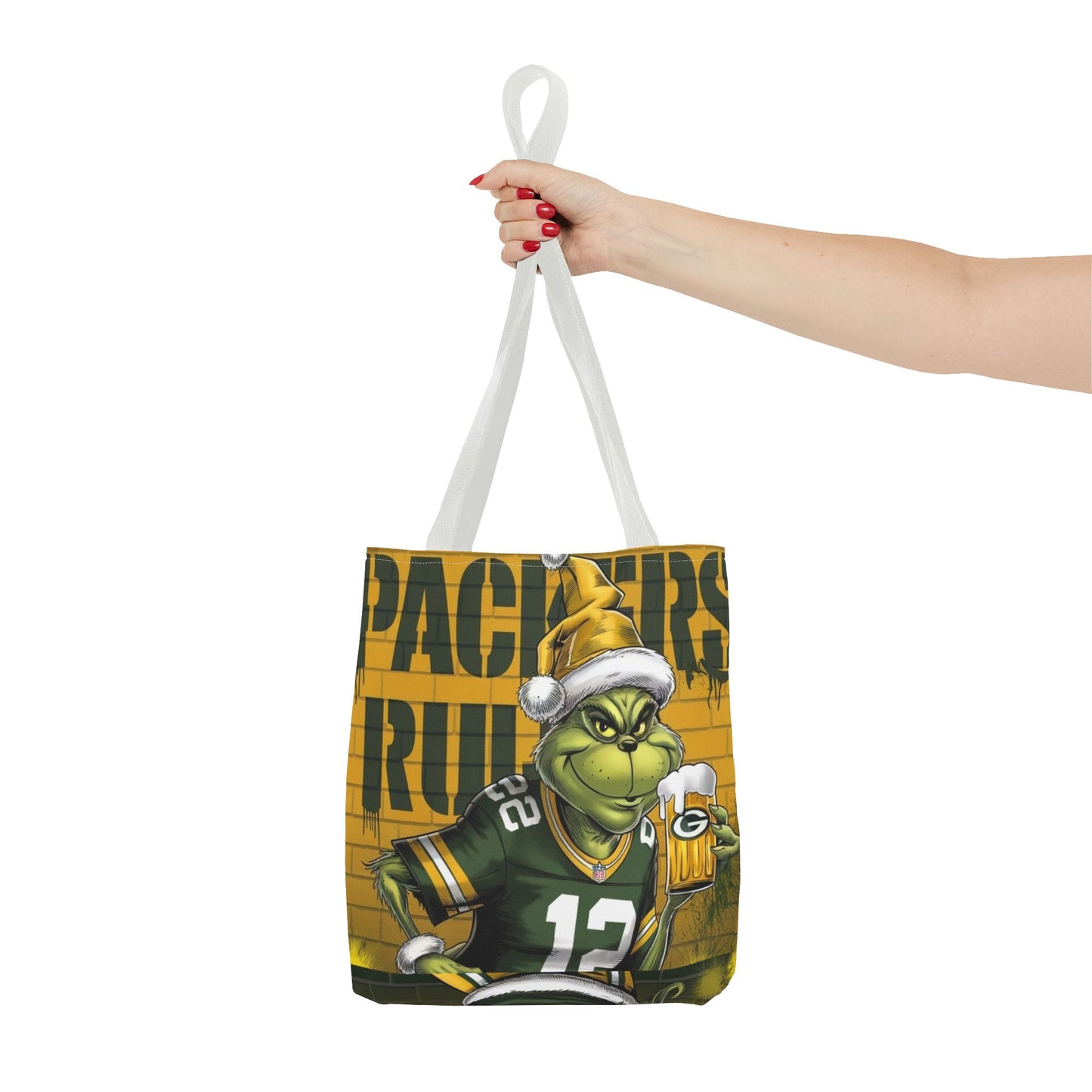 Festive Green Bay Packers Grinch Themed Tote Bag - Rock n Royalty Designs