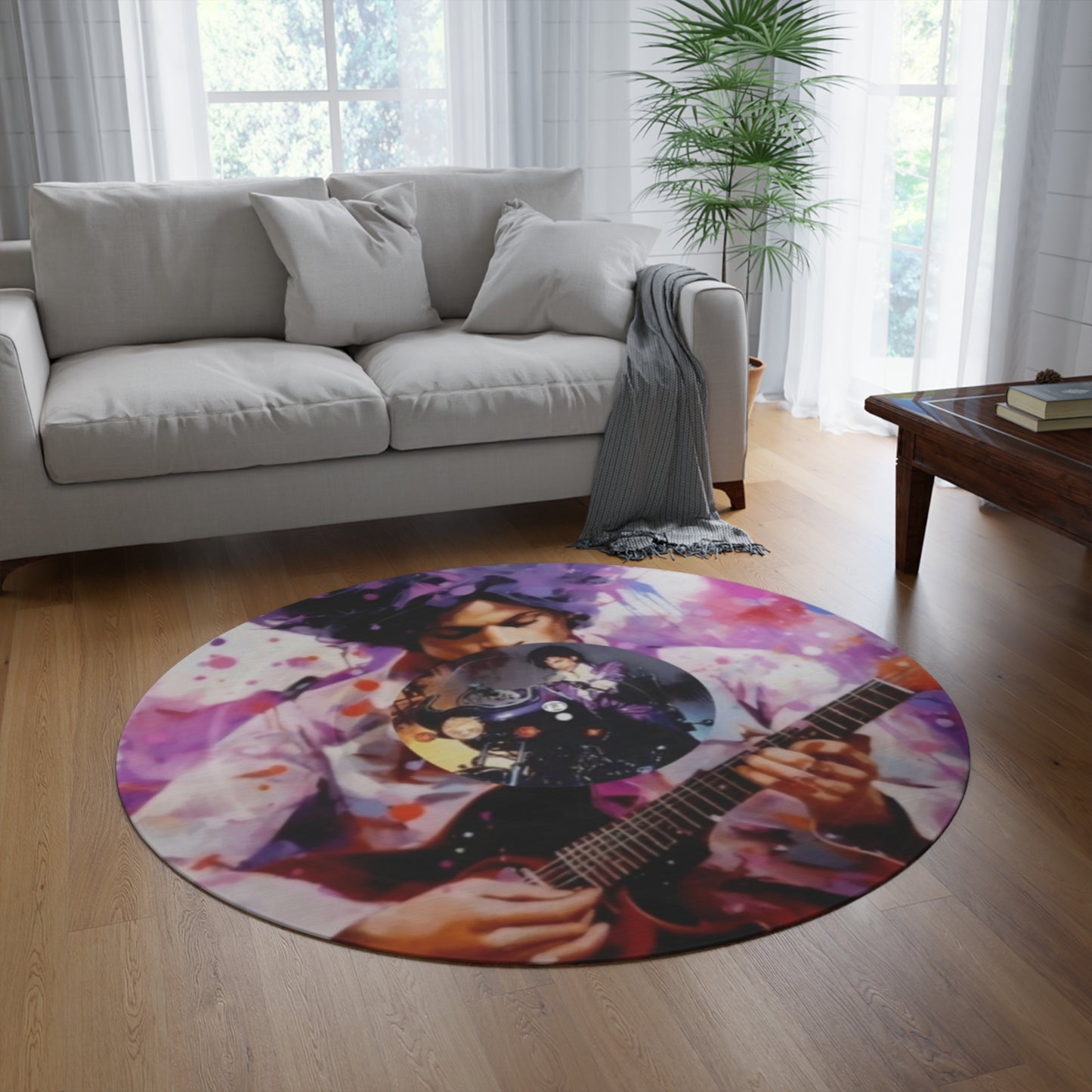 Round Rug"Purple Reign: Exclusive Prince-Inspired Musical inspired / Vibrant Home Decor" Printify