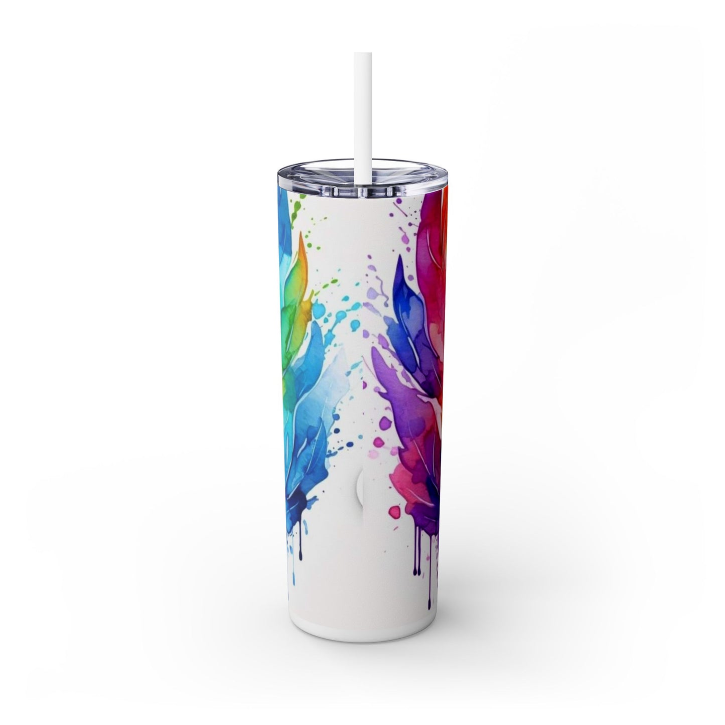 Rainbow Wngs -Skinny Tumbler with Straw, 20oz - Rock n Royalty Designs