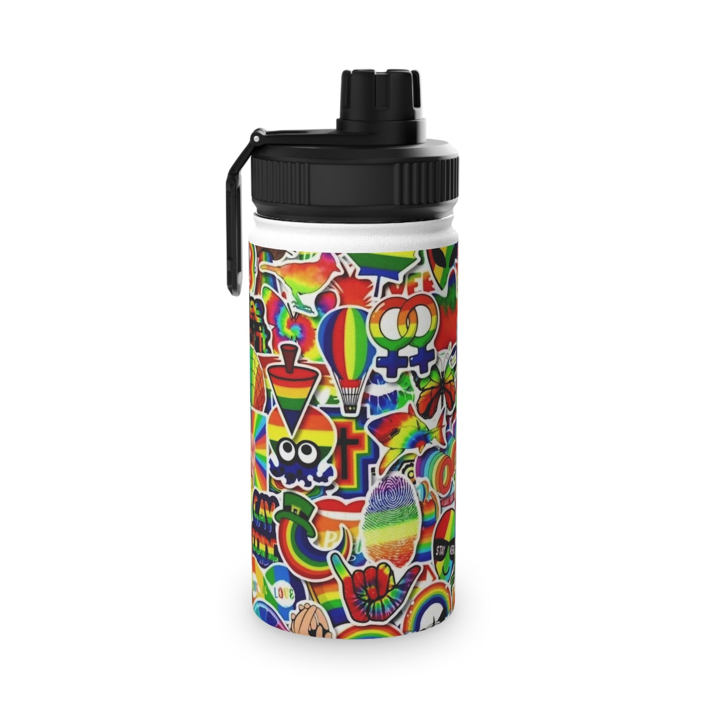 RAINBOW STICKER - Stainless Steel Water Bottle, Sports Lid - Rock n Royalty Designs