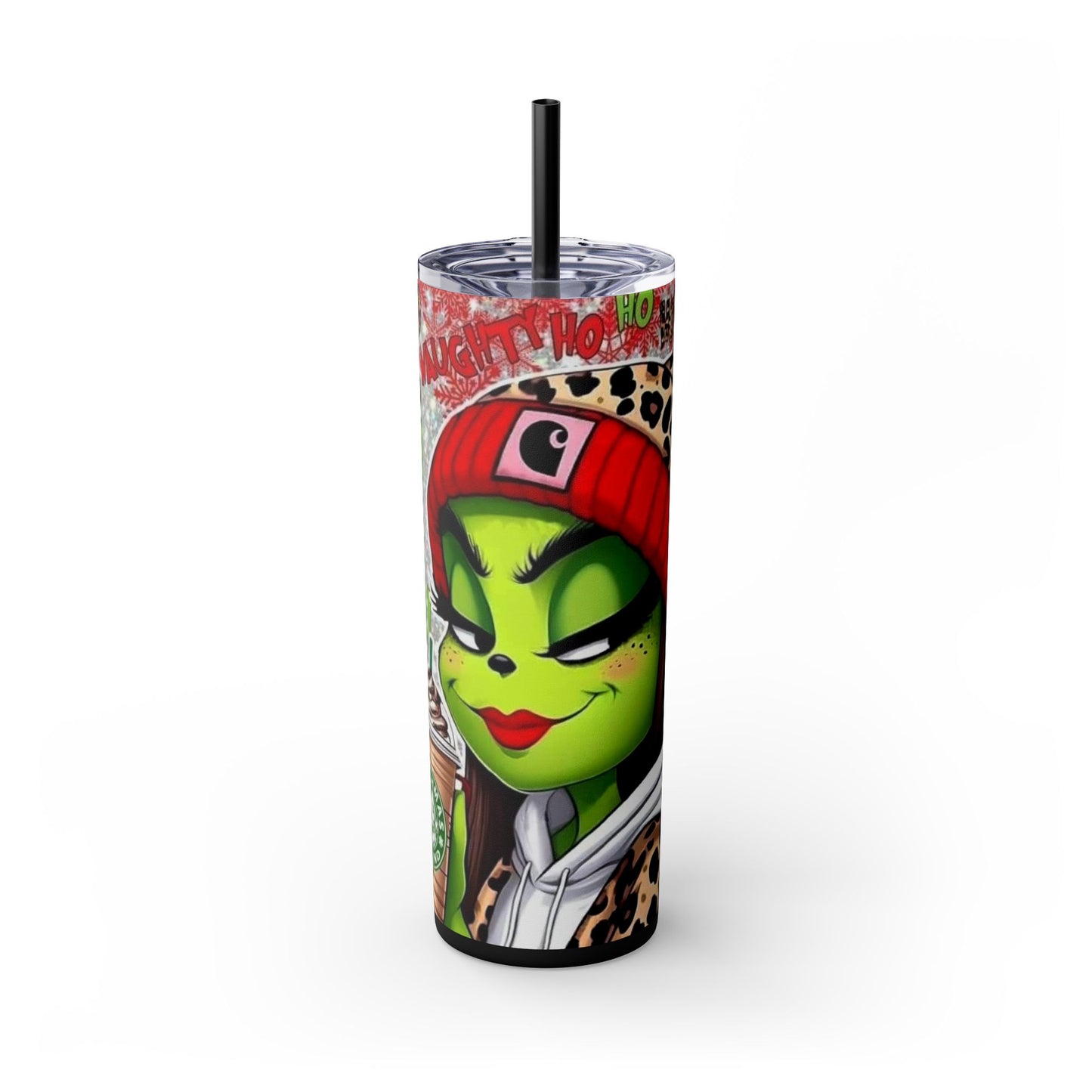 MISS GRINCH D Skinny Tumbler with Straw, 20oz Printify