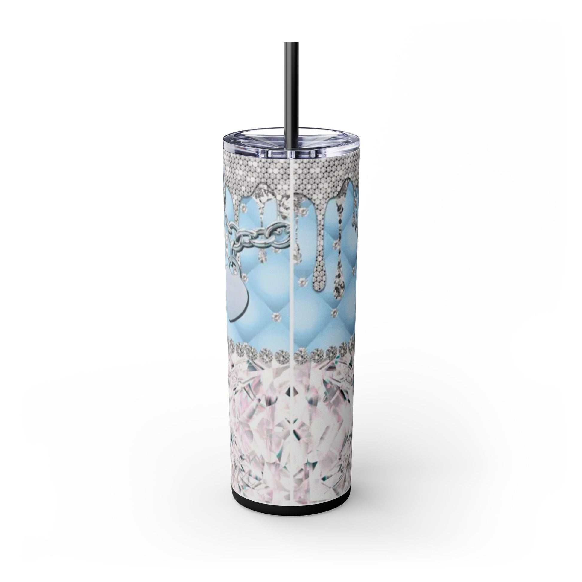 Tiff Purse Blue - Skinny Tumbler with Straw, 20oz - Rock n Royalty Designs